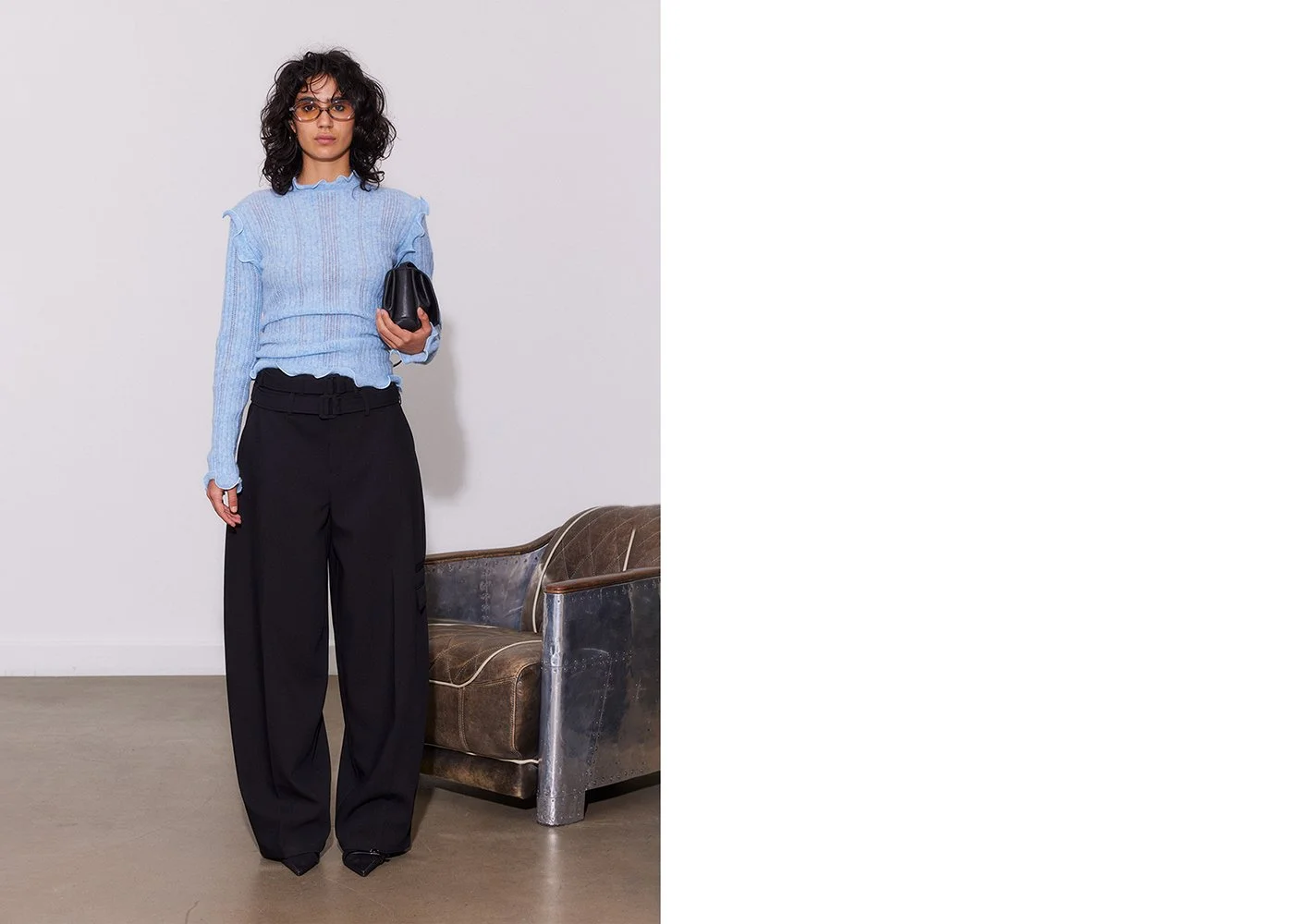 SAEMDI Ice Blue Frill Knit