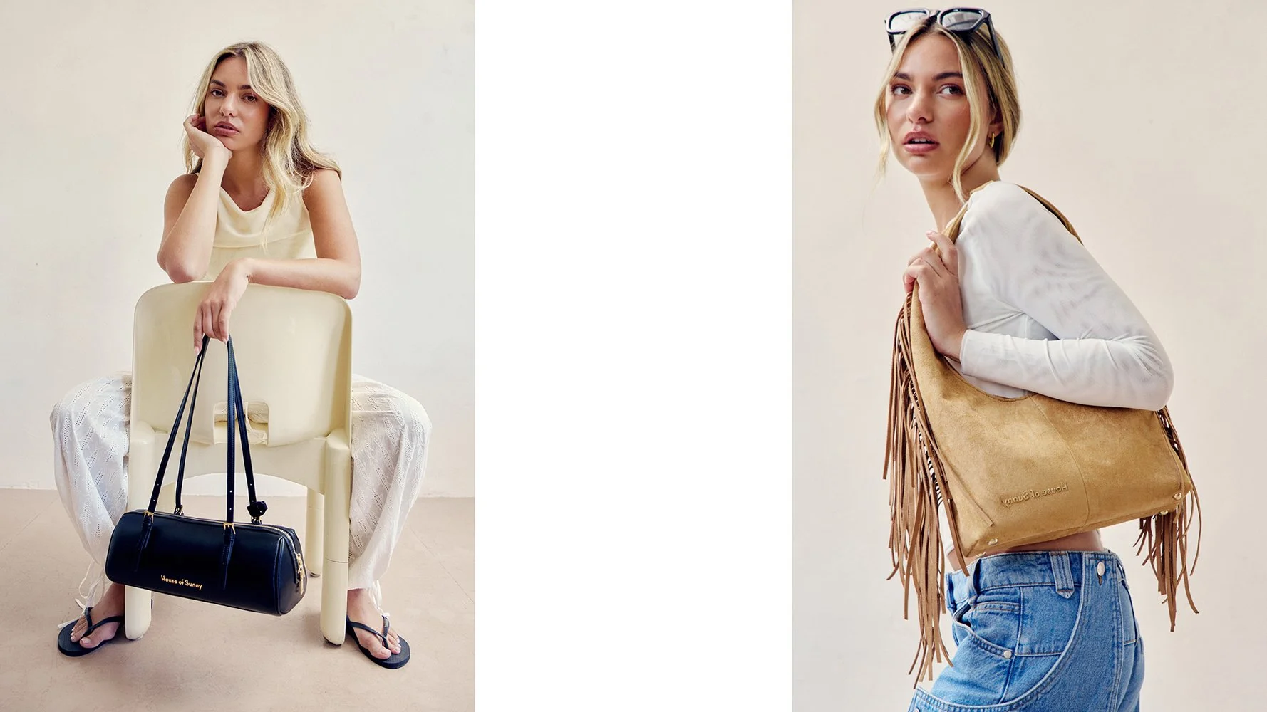House of Sunny The Shirley Bag - Dark + House of Sunny Tassel Sling Bag - Tan