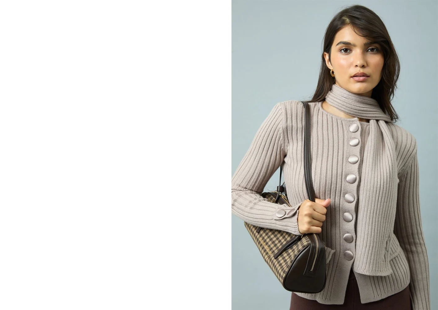 House of Sunny Power Peggy - Taupe + The Shirley Bag - Multi Check