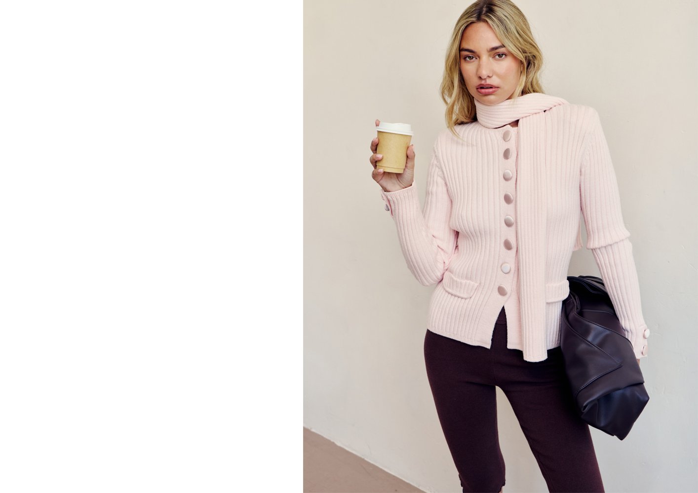 House of Sunny Power Peggy - Pale Pink + The Big Sling Bag - Dark Chocolate