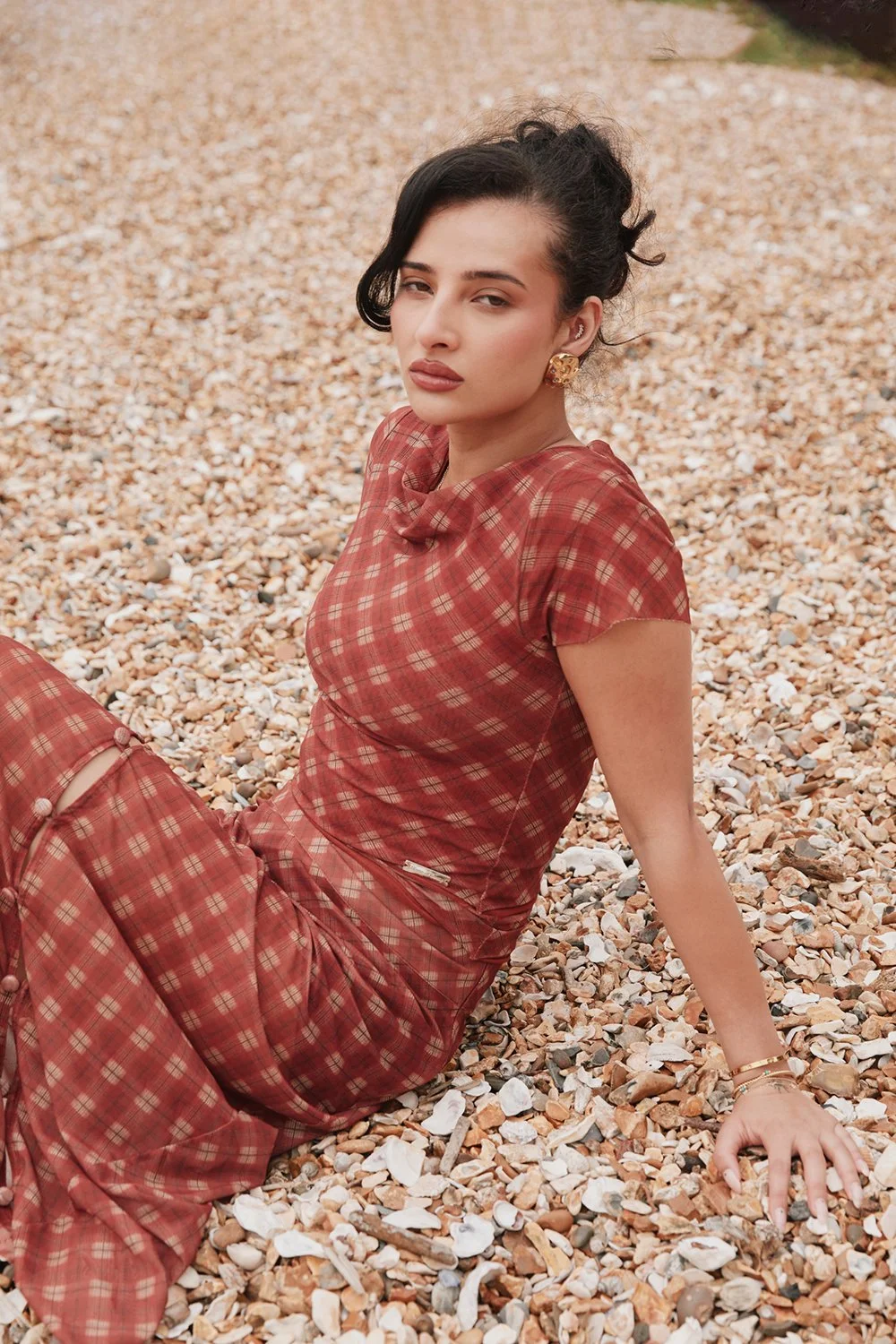House of Sunny Retro Check Mesh Skirt