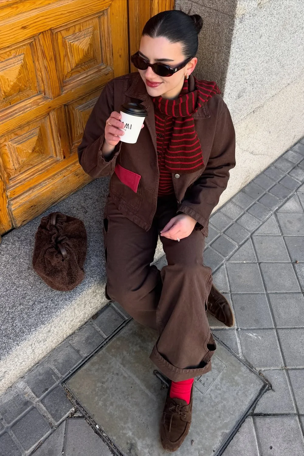 @daniellelacosteblog in Le Specs Work It Sunglasses - Dark Tort