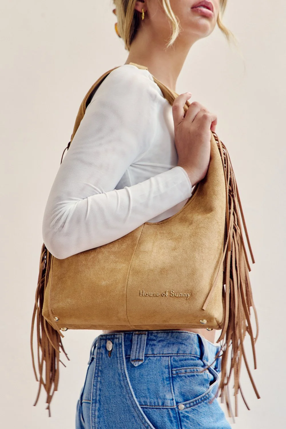 House of Sunny Tassel Sling Bag - Tan