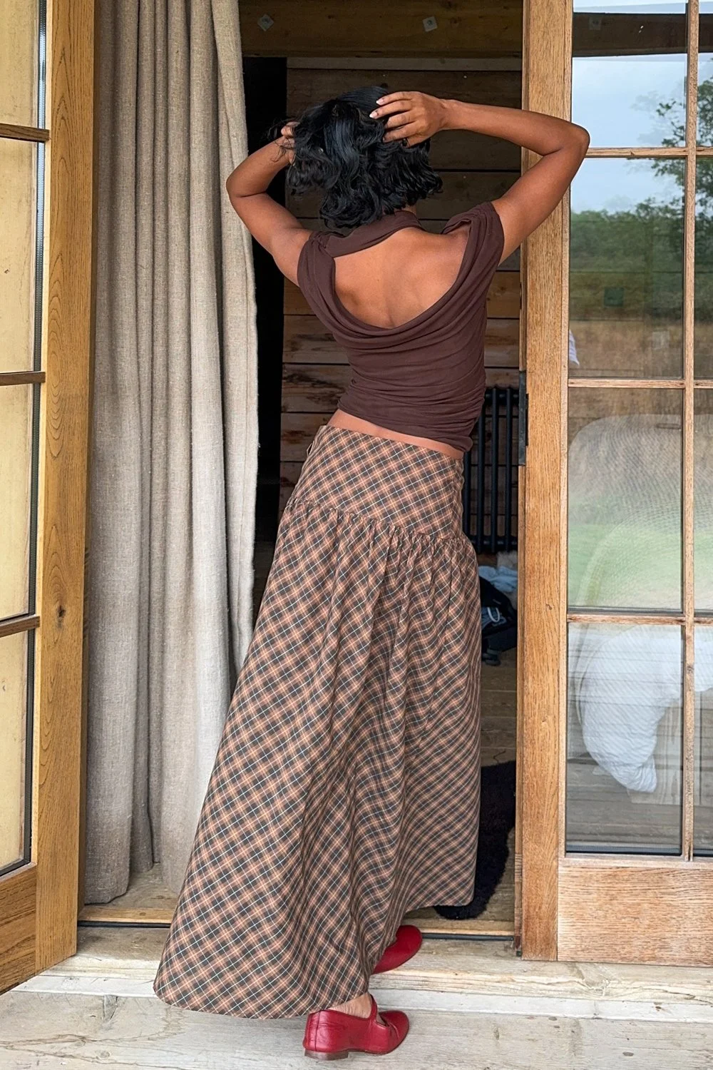 @poseandrepeat in House of Sunny Draped Mesh Top