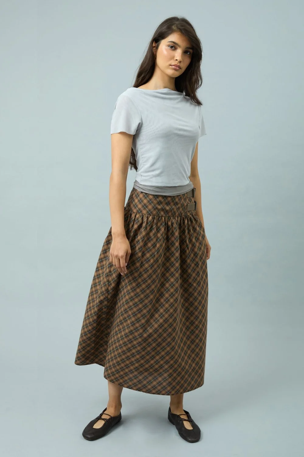 House of Sunny Double Layer Mesh Top - Pale Grey