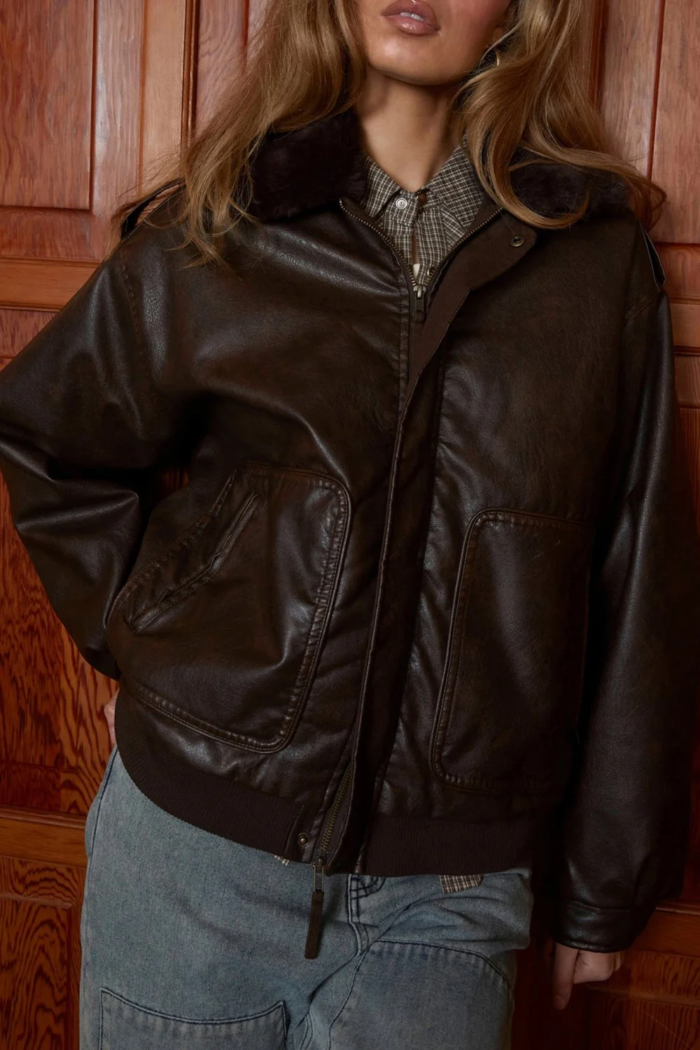 House of Sunny Cruise Flight Jacket - Brown