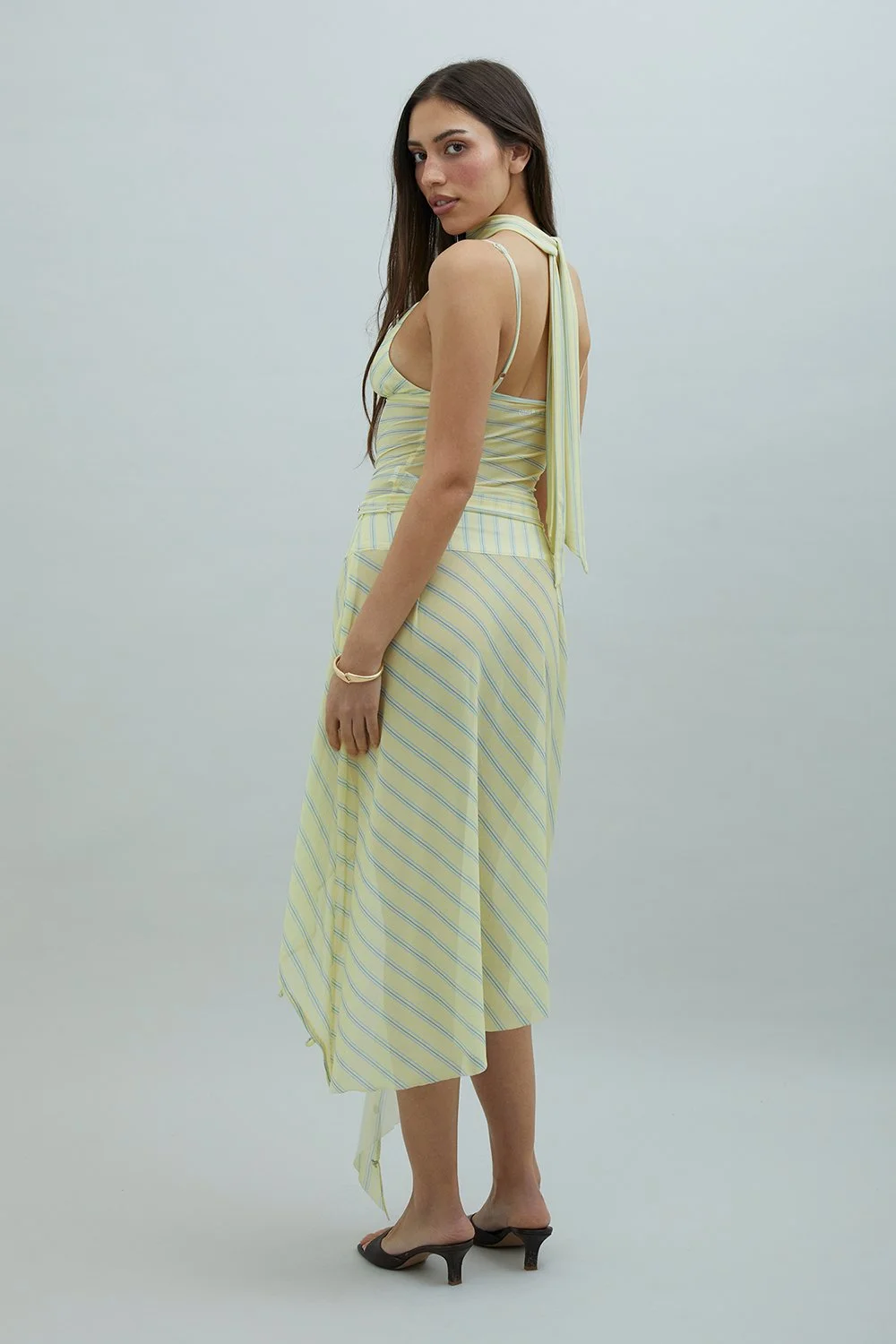 House of Sunny Striped Mesh Cami Top
