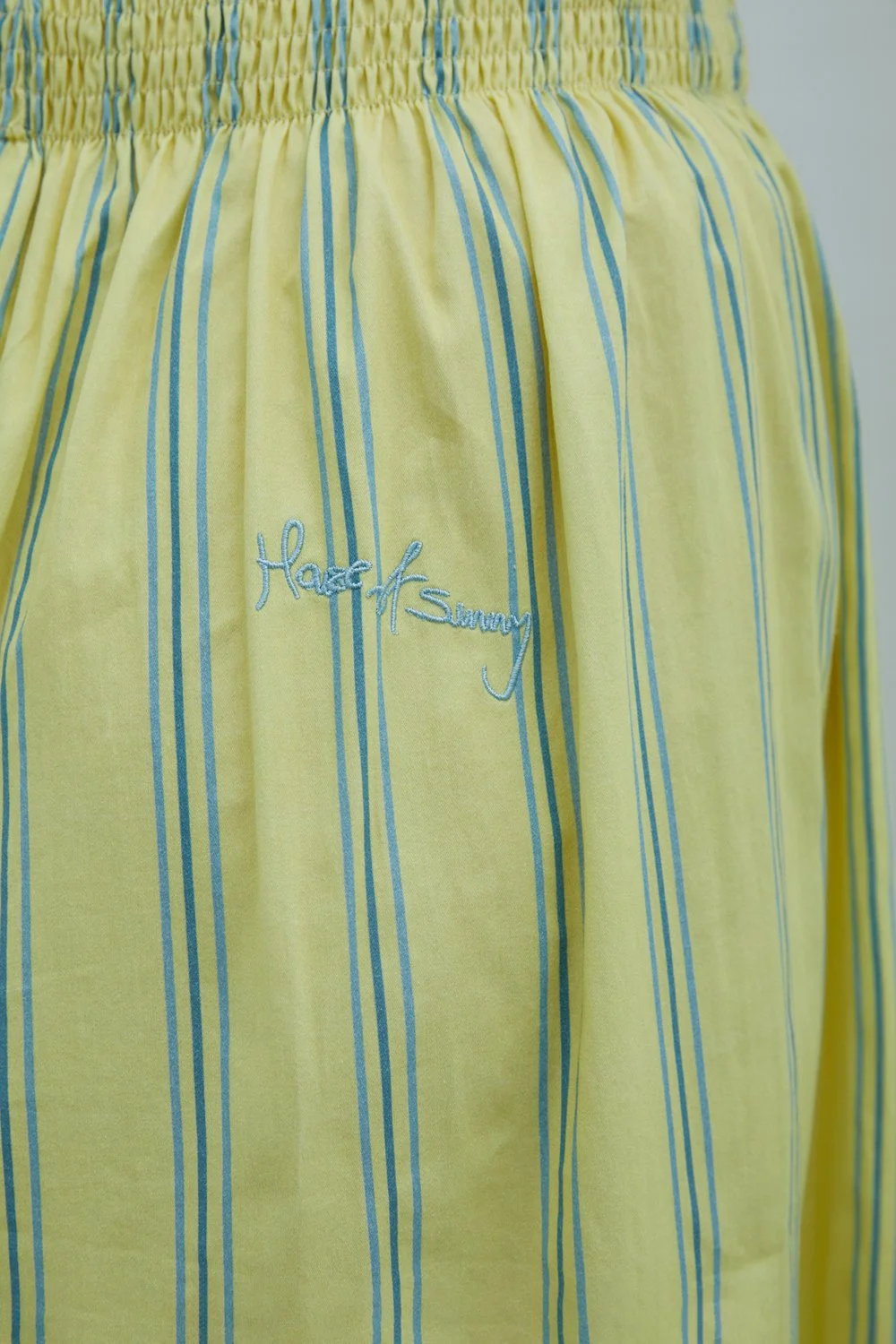 House of Sunny Striped Ruched Mesh Dress