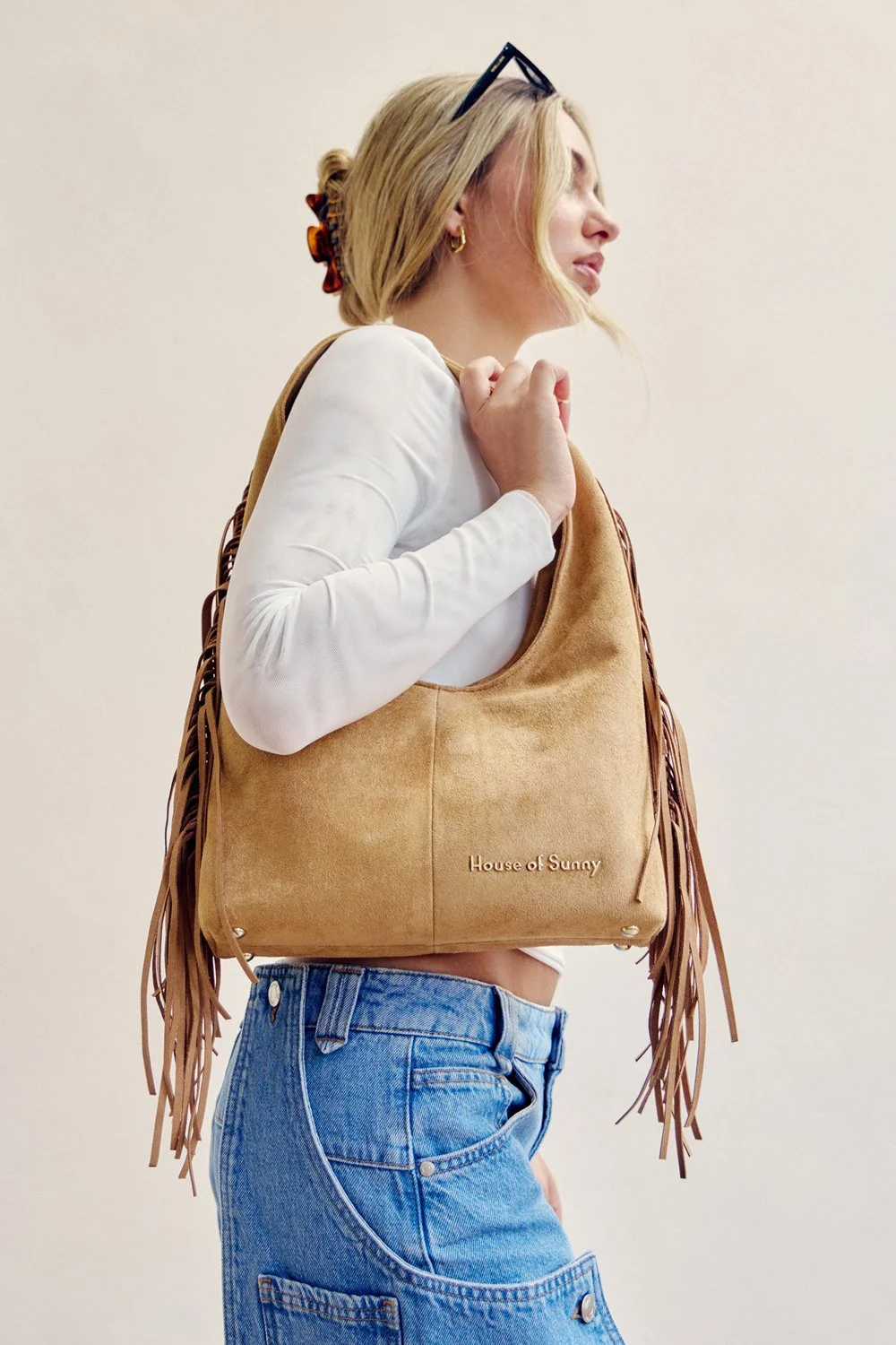 House of Sunny Tassel Sling Bag - Tan