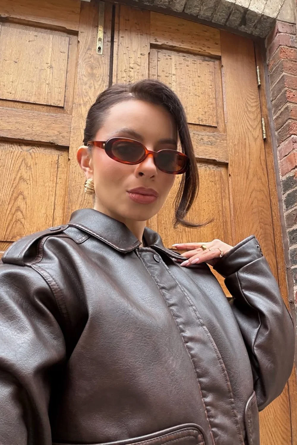 @charliejordanxo in House of Sunny Cruise Flight Jacket - Brown