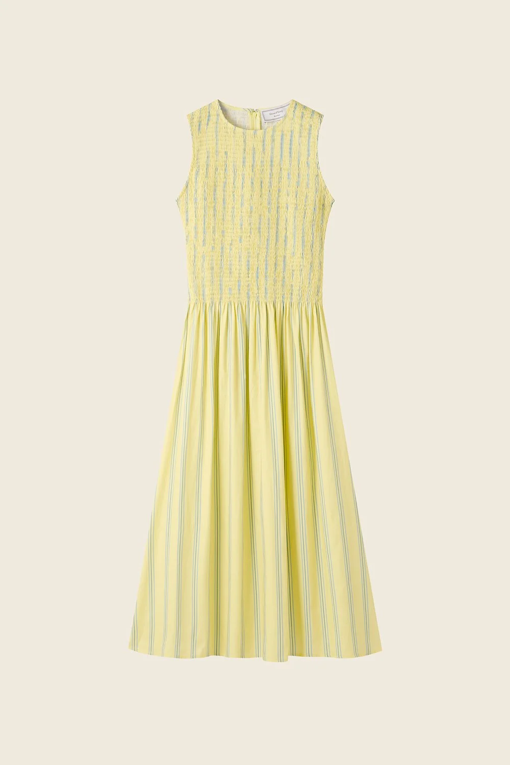 House of Sunny Striped Ruched Mesh Dress