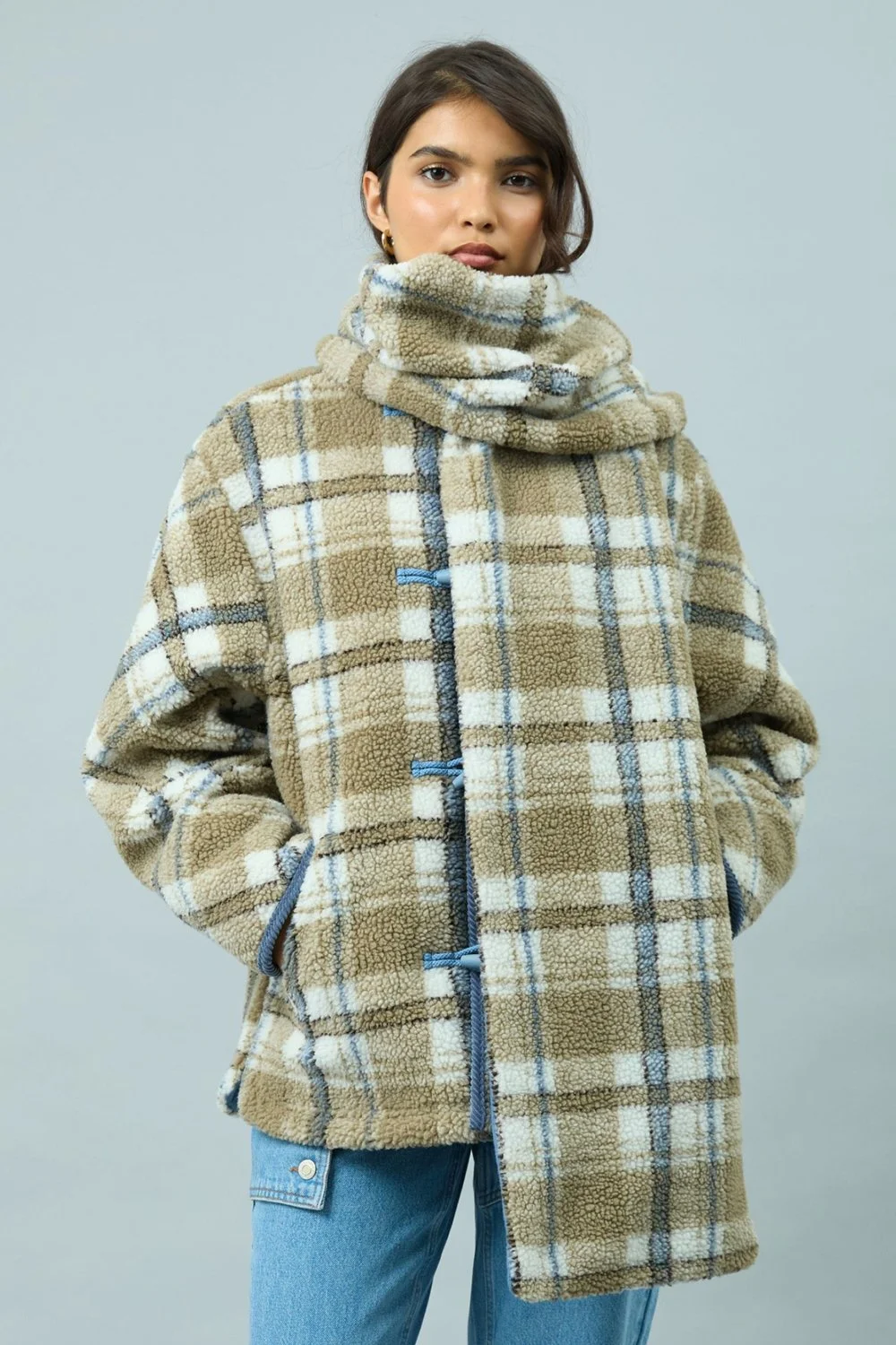 House of Sunny Fleece Scarf Jacket