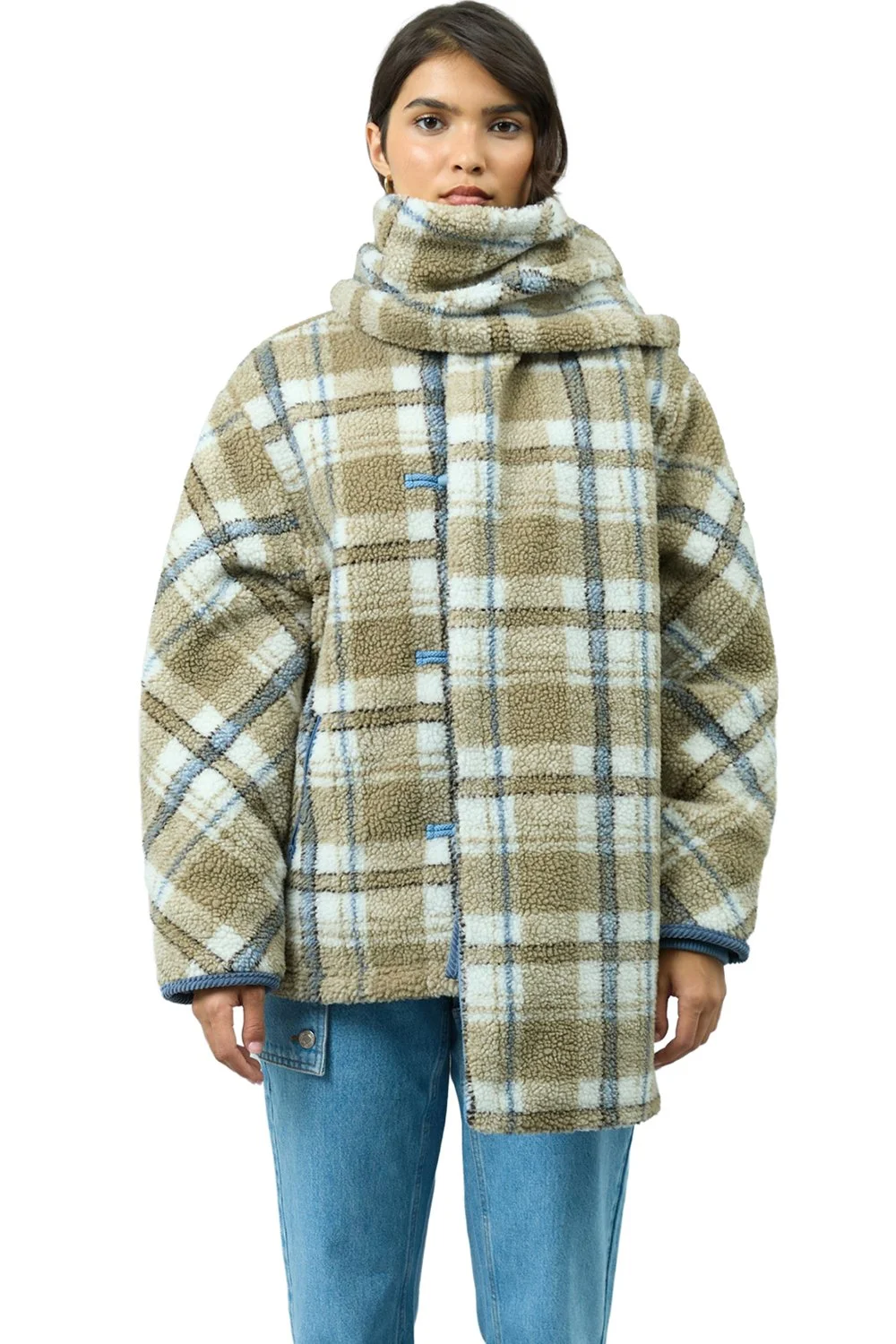 House of Sunny Fleece Scarf Jacket