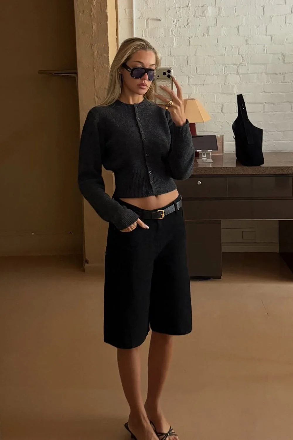 @sammmyrobinson in Le Specs Dream Boat Sunglasses - Black - Khaki Mono Polarized