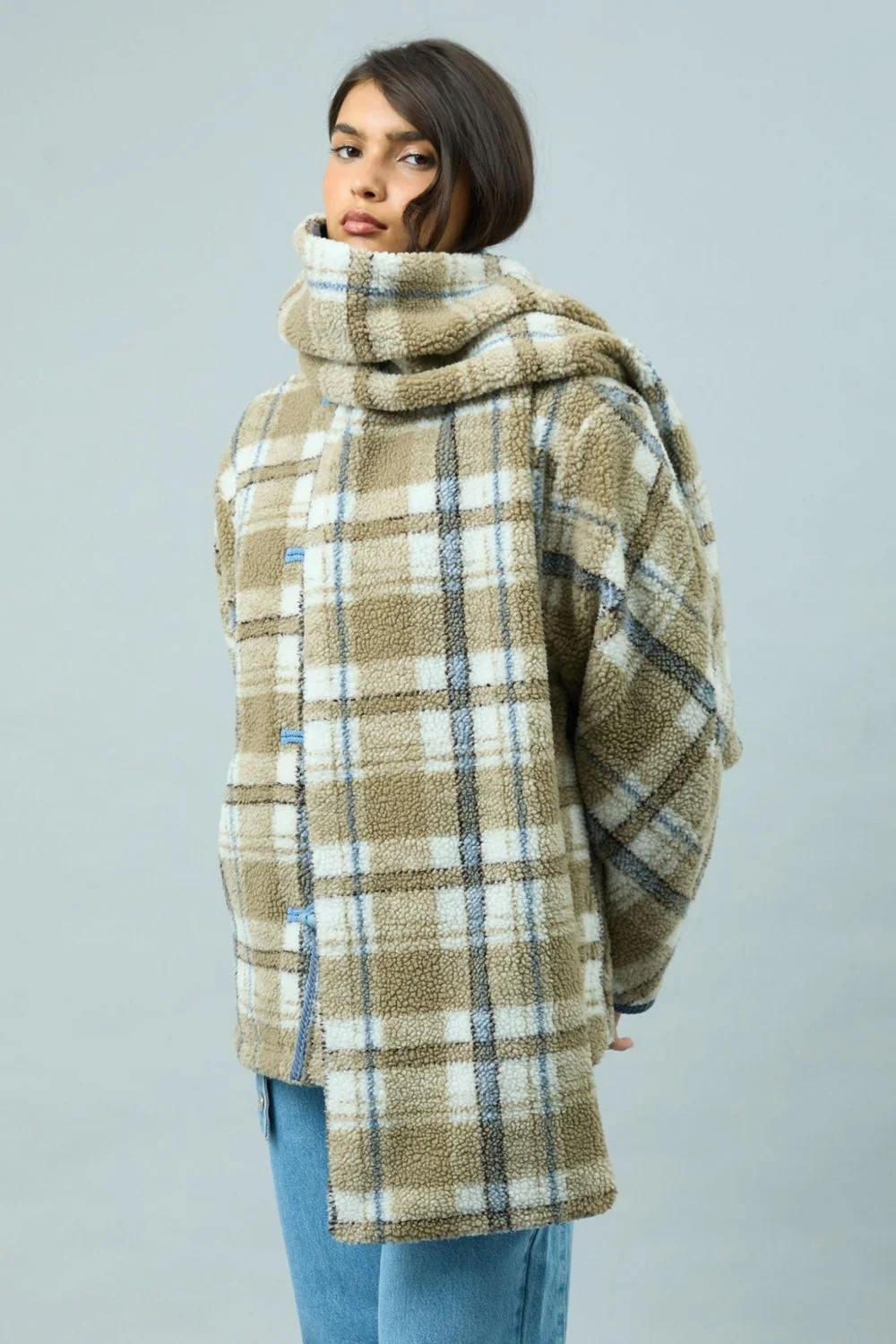 House of Sunny Fleece Scarf Jacket