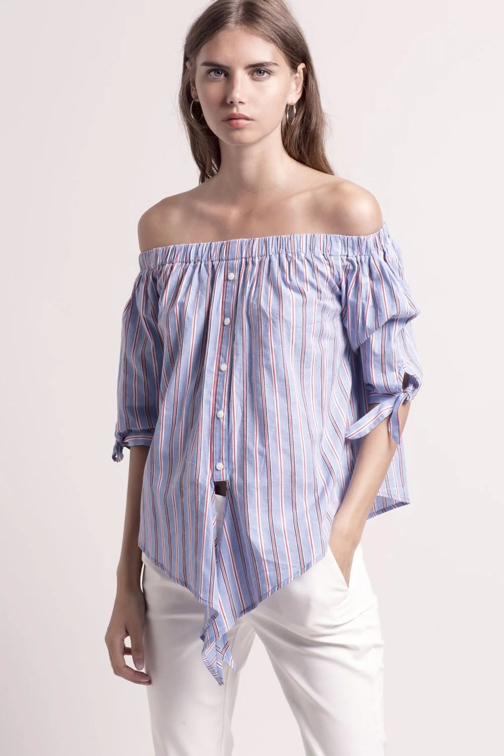 Deby Debo Georgio Striped Off Shoulder Top