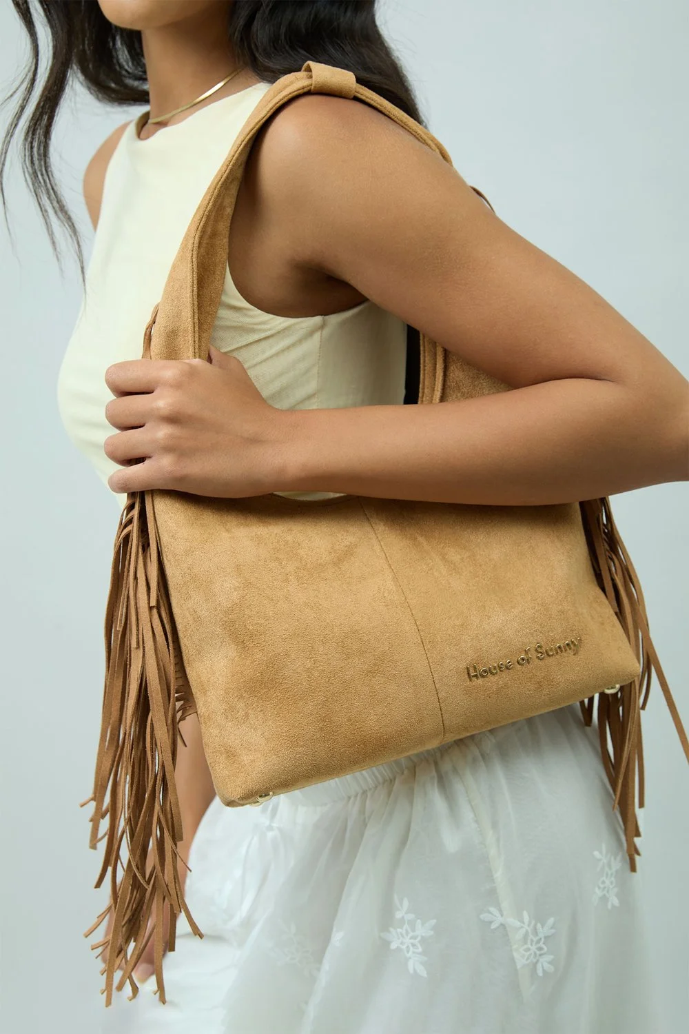 House of Sunny Tassel Sling Bag - Tan