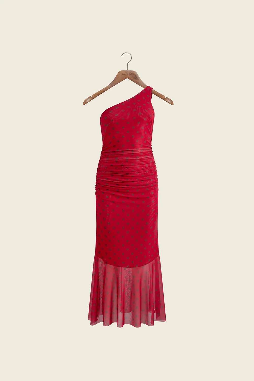 House of Sunny Polka Dot Asymmetric Dress
