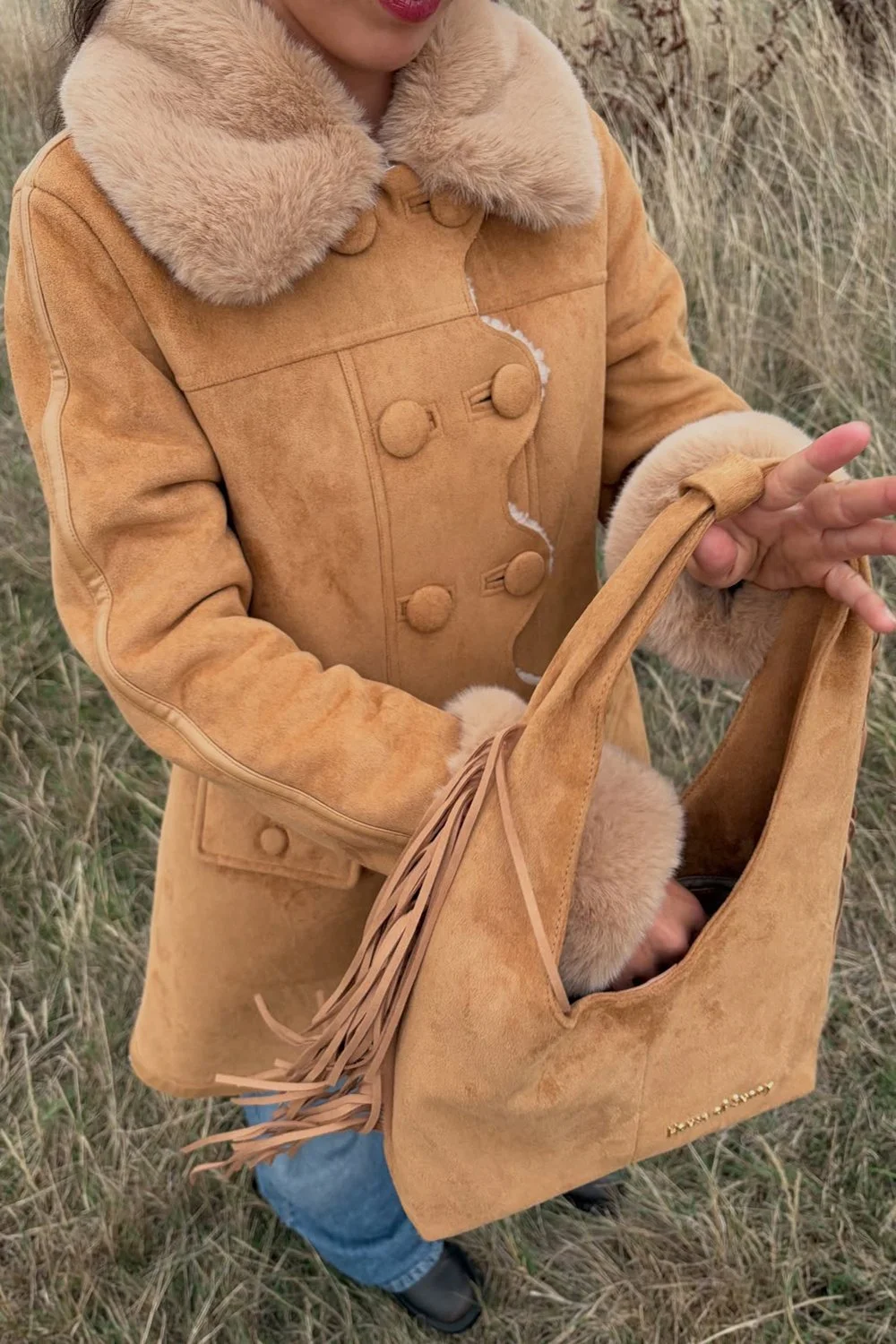 House of Sunny Tassel Sling Bag - Tan