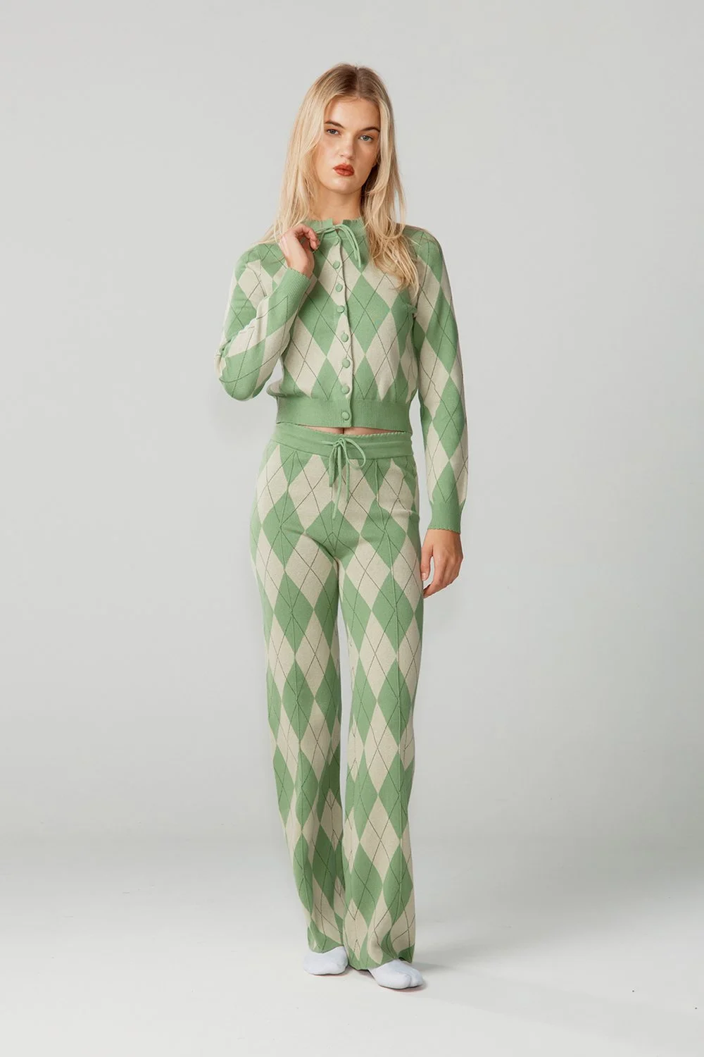 House of Sunny Argyle Lounge Cardigan + Argyle Lounge Pant