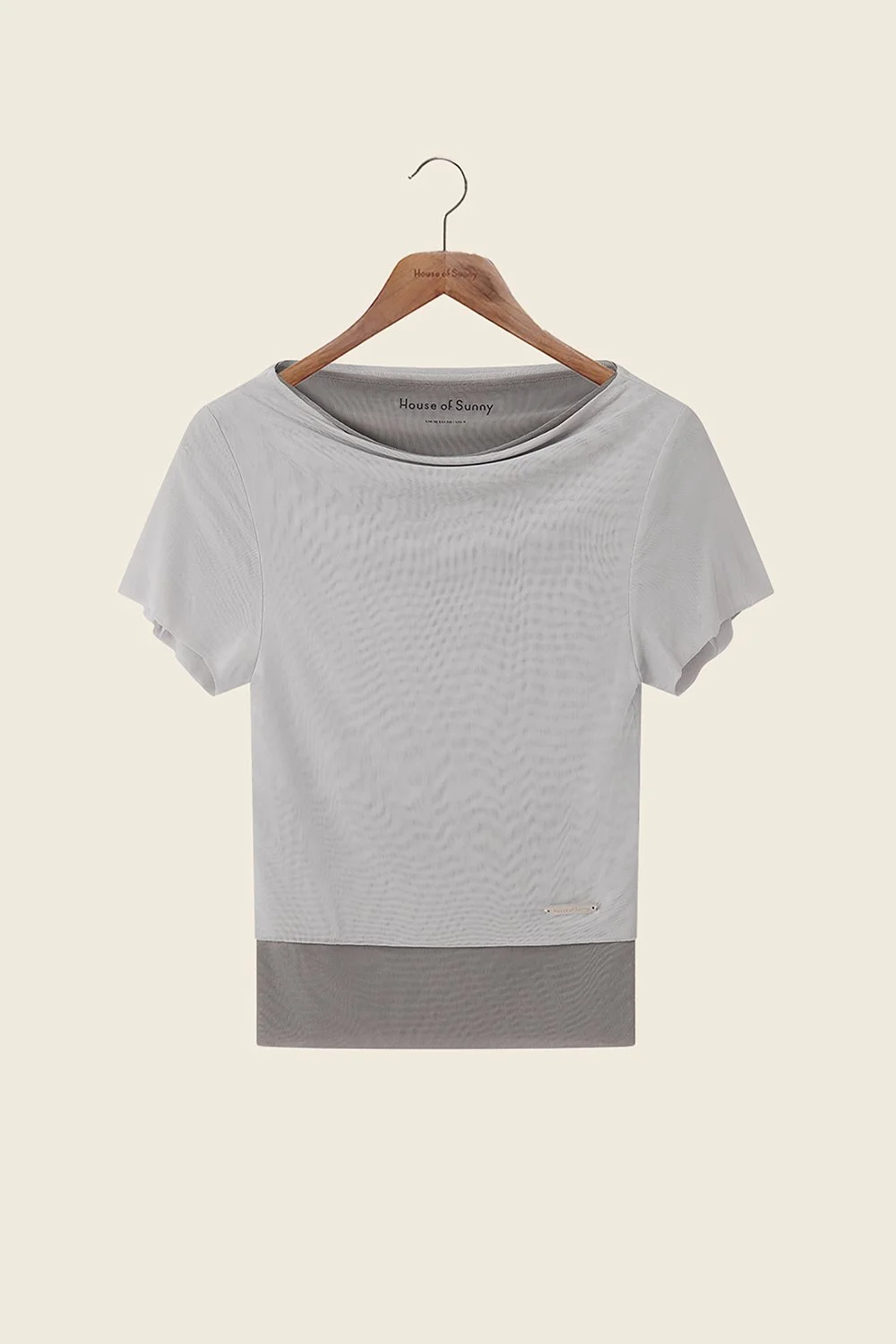 House of Sunny Double Layer Mesh Top - Pale Grey