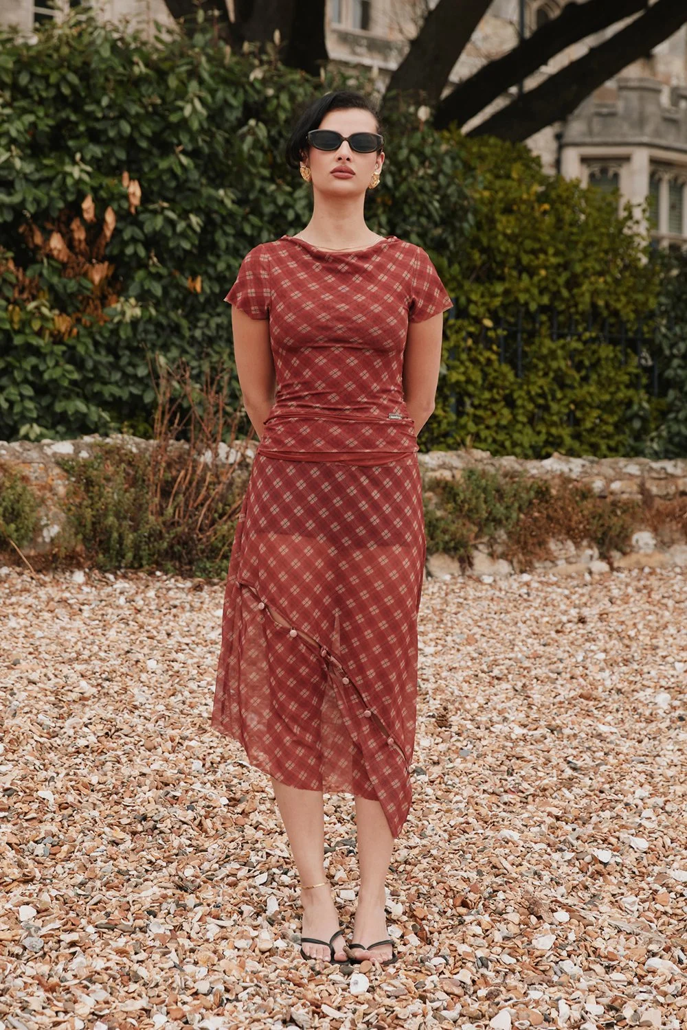 House of Sunny Retro Check Mesh Skirt