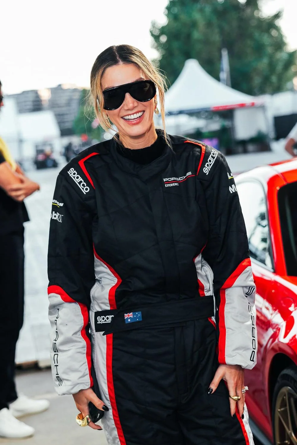 @deltagoodrem in Le Specs Dream Boat Sunglasses - Black - Khaki Mono Polarized
