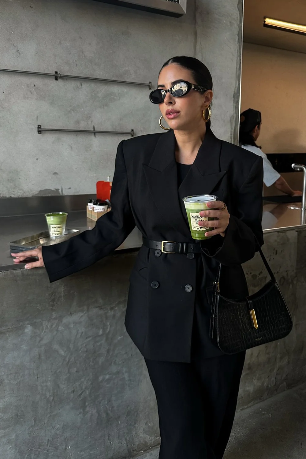 @basma_bada in Le Specs Work It Sunglasses - Black