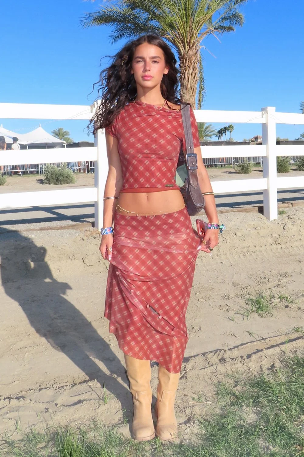 @sofiamuse in House of Sunny Retro Check Mesh Skirt