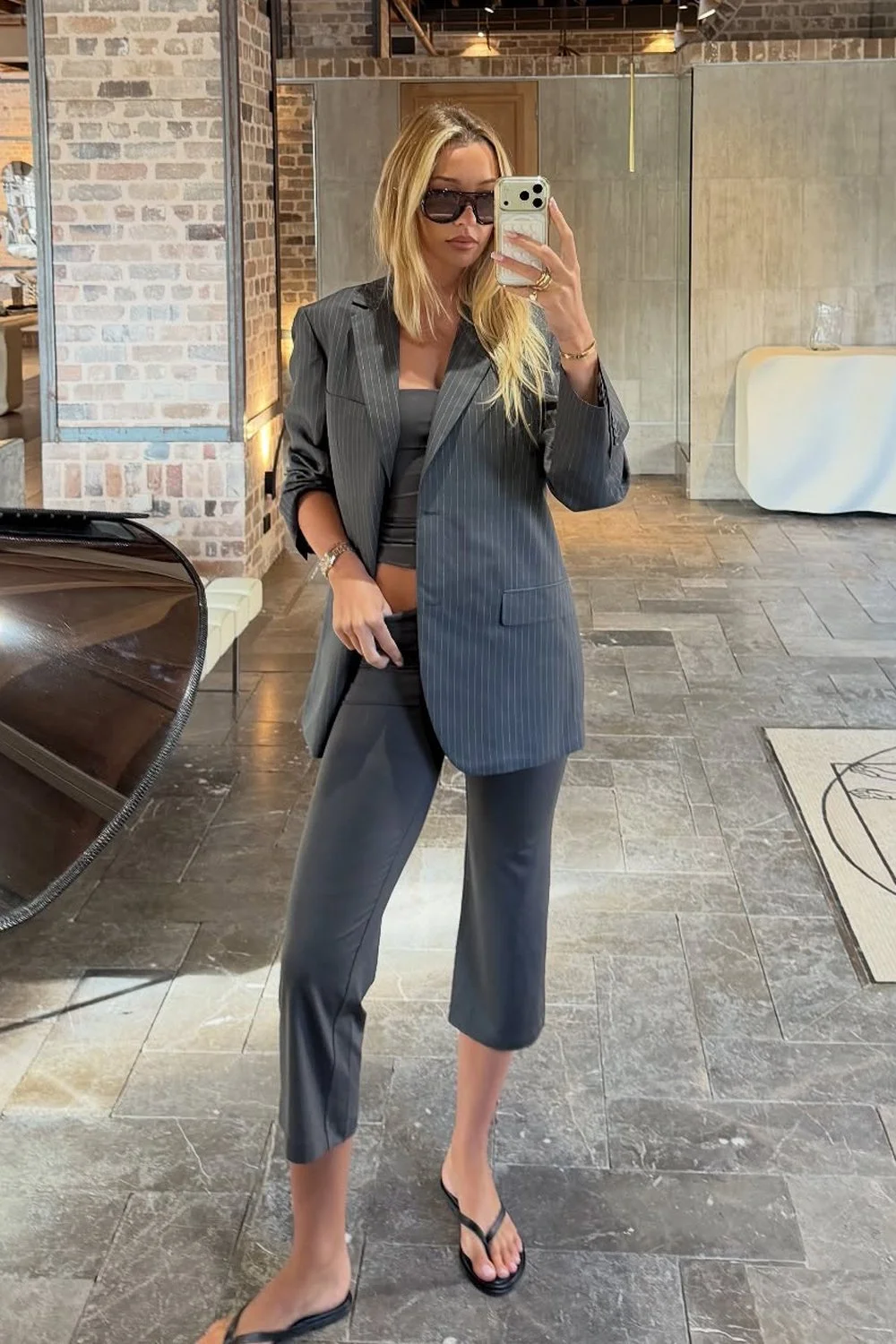 @sammmyrobinson in Le Specs Dream Boat Sunglasses - Black - Khaki Mono Polarized
