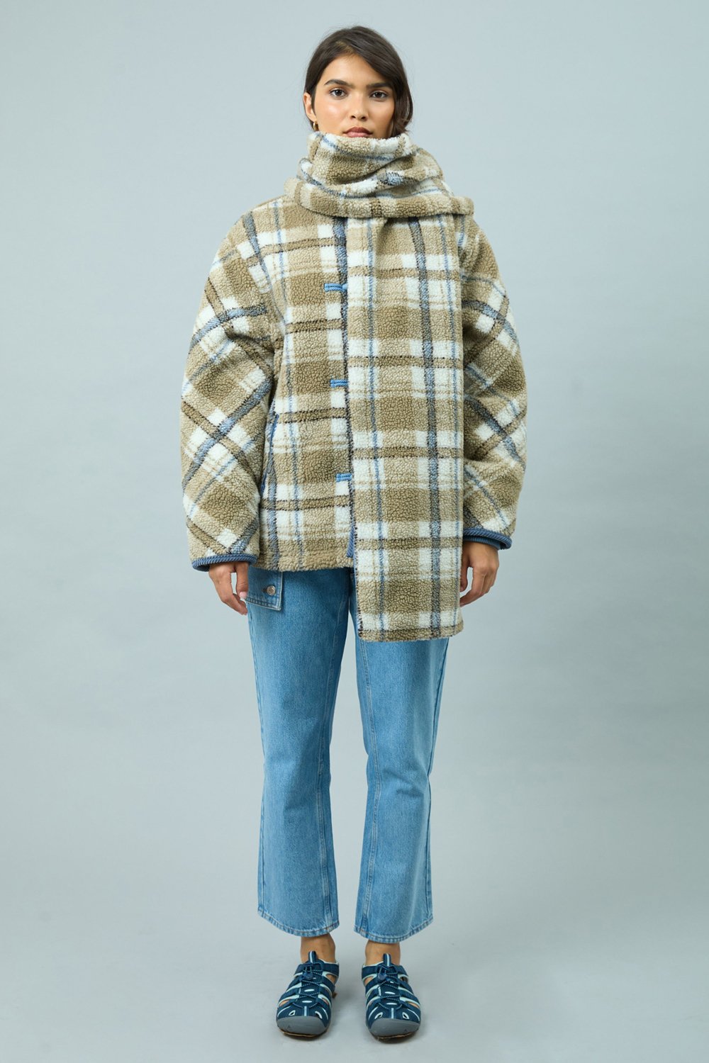 House of Sunny Fleece Scarf Jacket