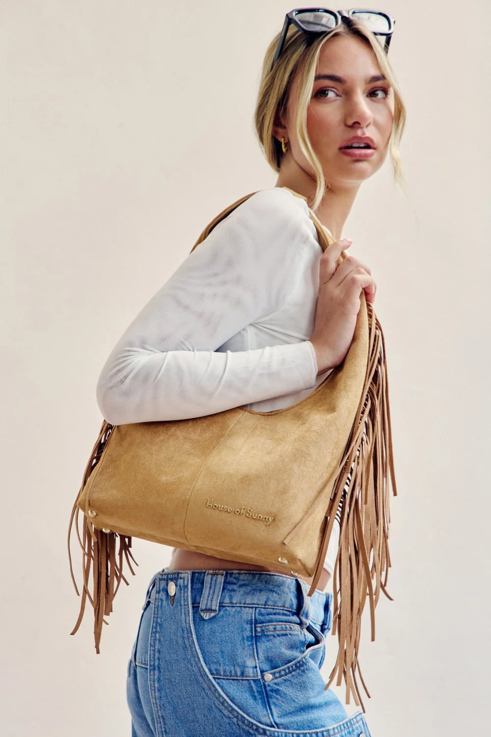House of Sunny Tassel Sling Bag - Tan