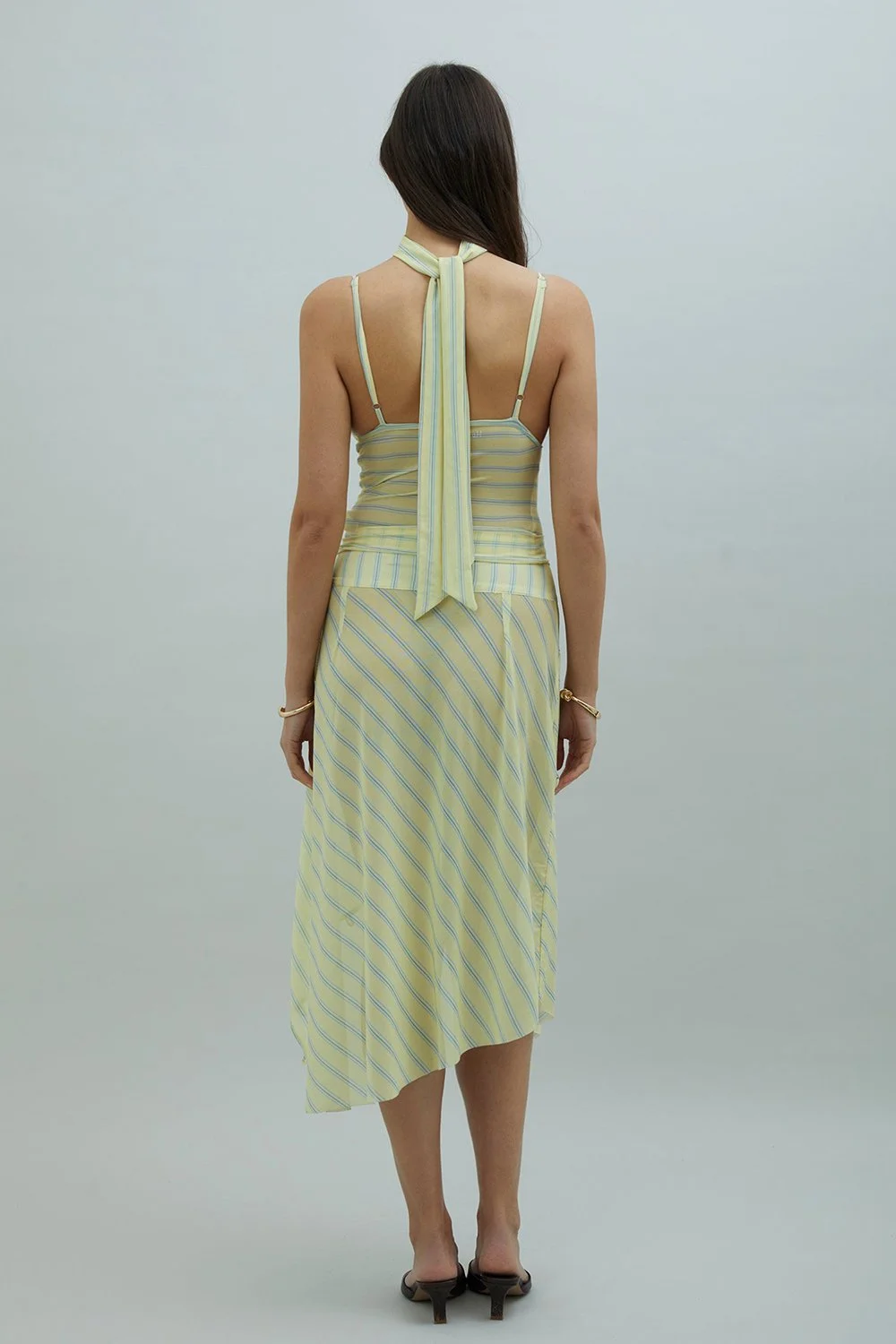 House of Sunny Striped Mesh Cami Top