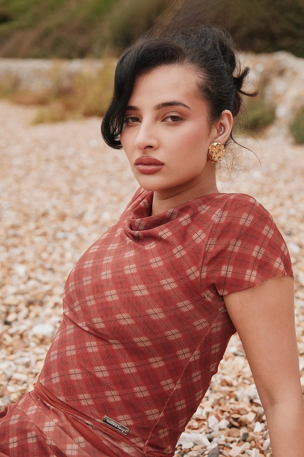 House of Sunny Retro Check Mesh Skirt