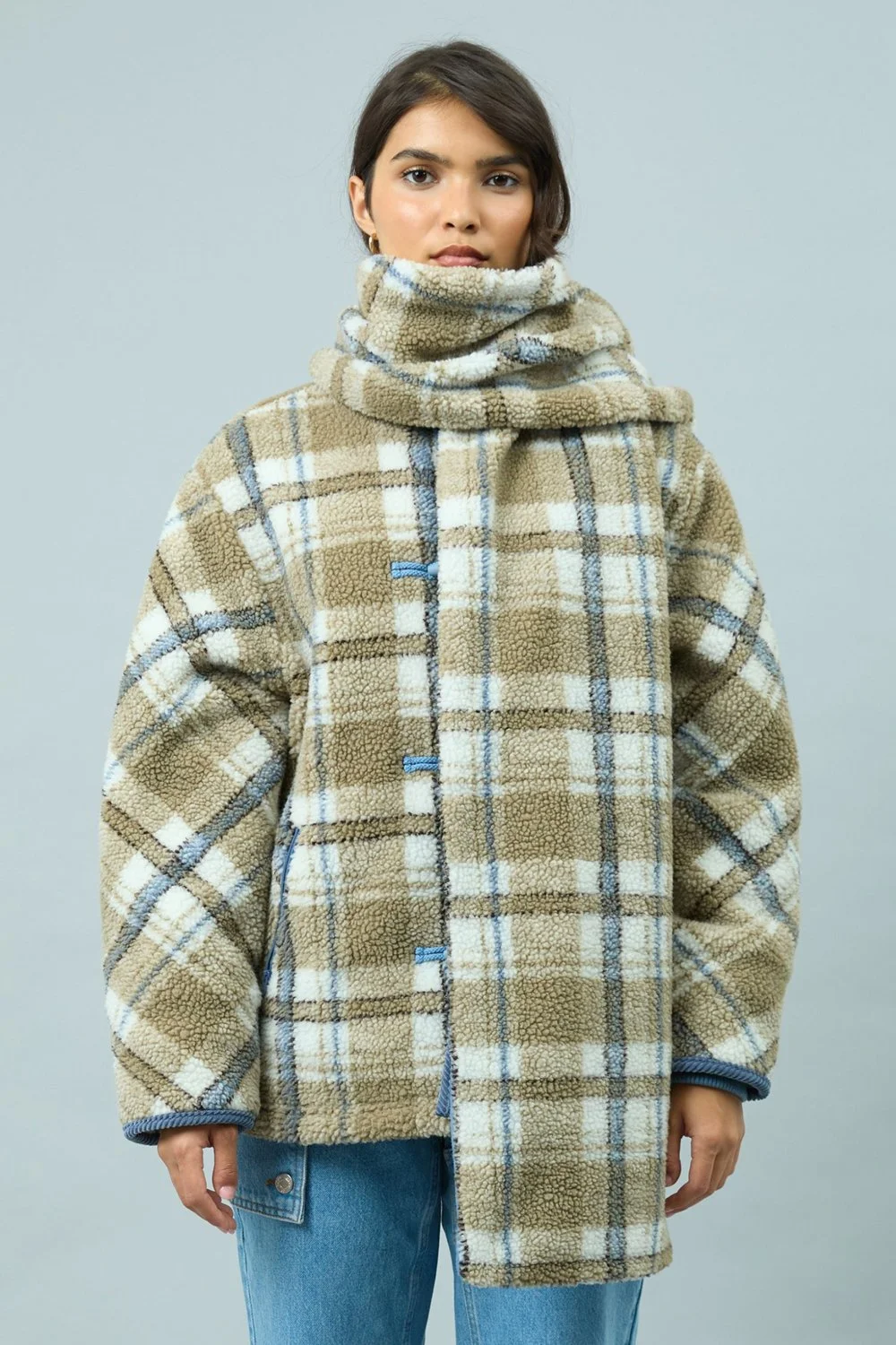 House of Sunny Fleece Scarf Jacket