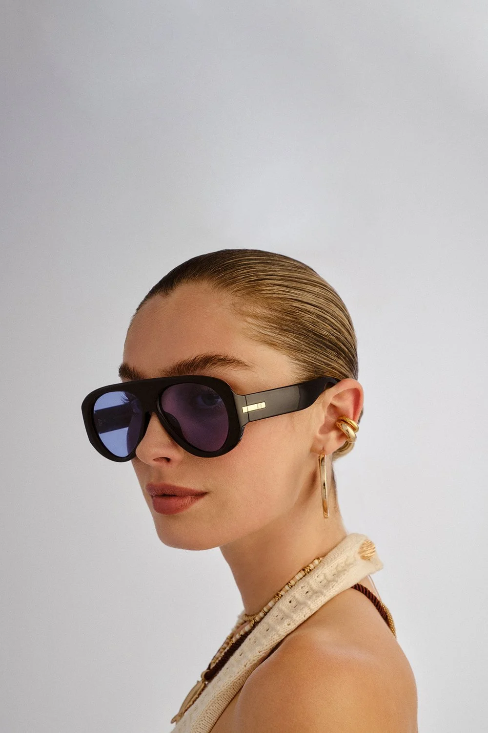 Le Specs Dream Boat Sunglasses - Black - Blue Mono