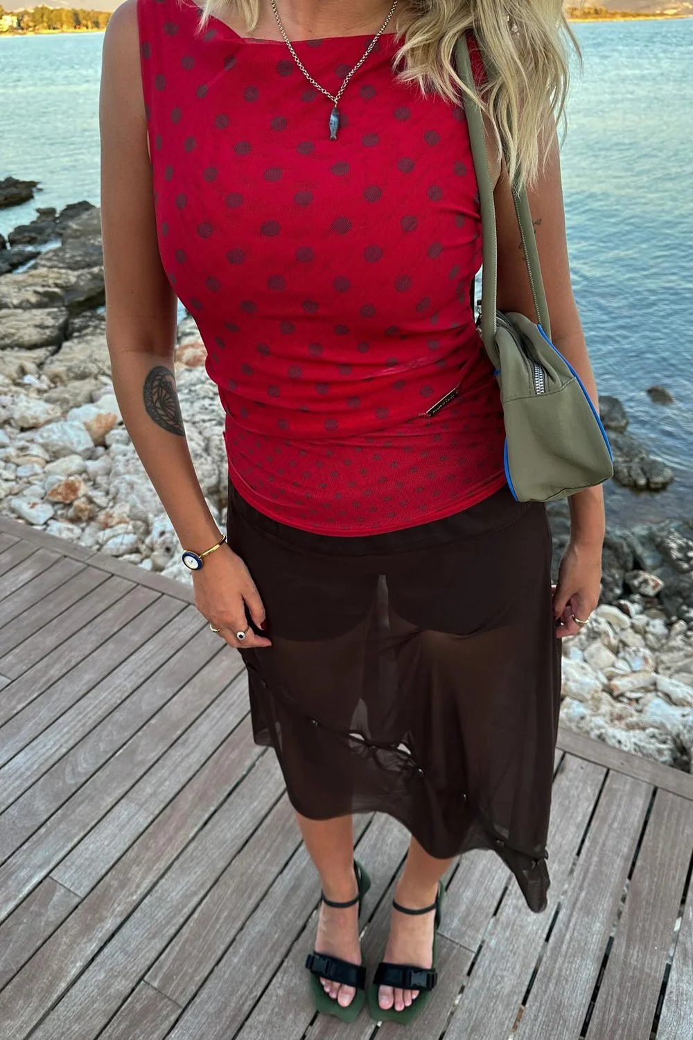 @sianeastmentwilliams in House of Sunny Double Layer Polka Dot Mesh Vest