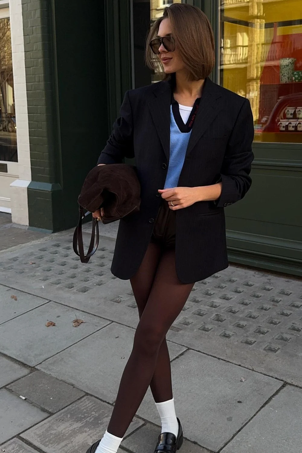 @sonilobodiuk in Le Specs Tragic Magic Sunglasses - Black - Tan Tint