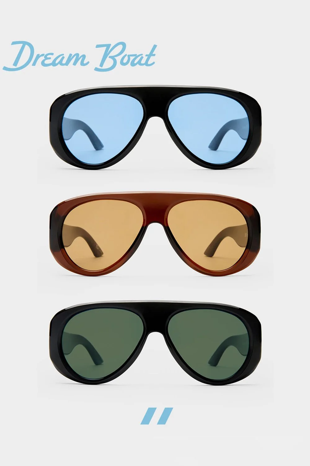 Le Specs Dream Boat Sunglasses - Black - Blue Mono