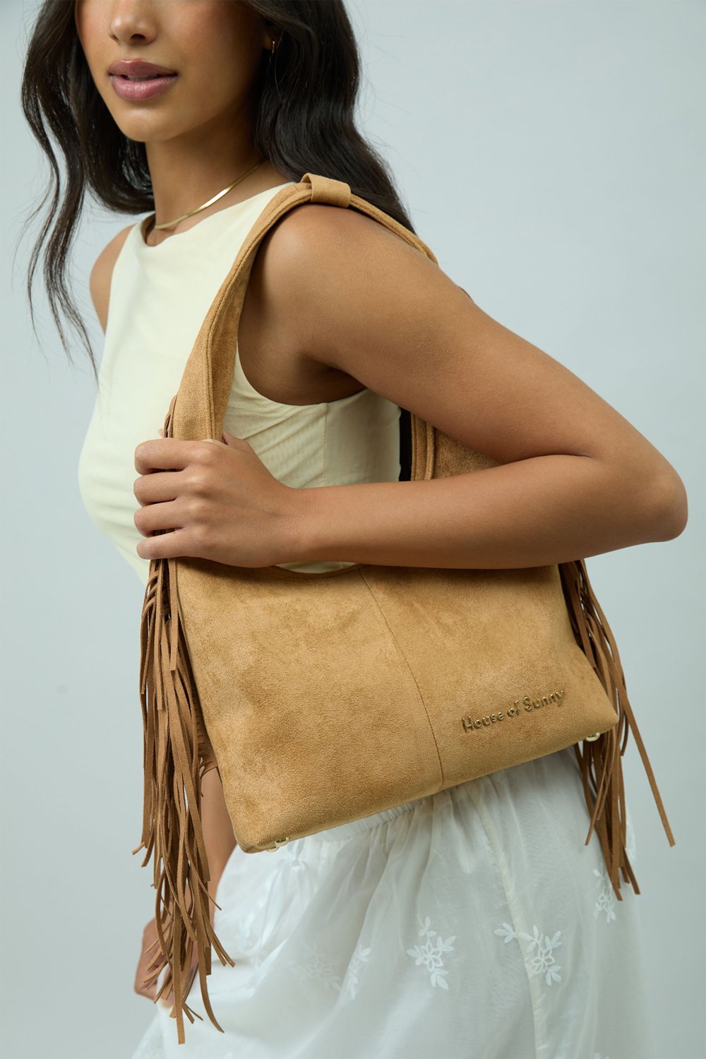 House of Sunny Tassel Sling Bag - Tan
