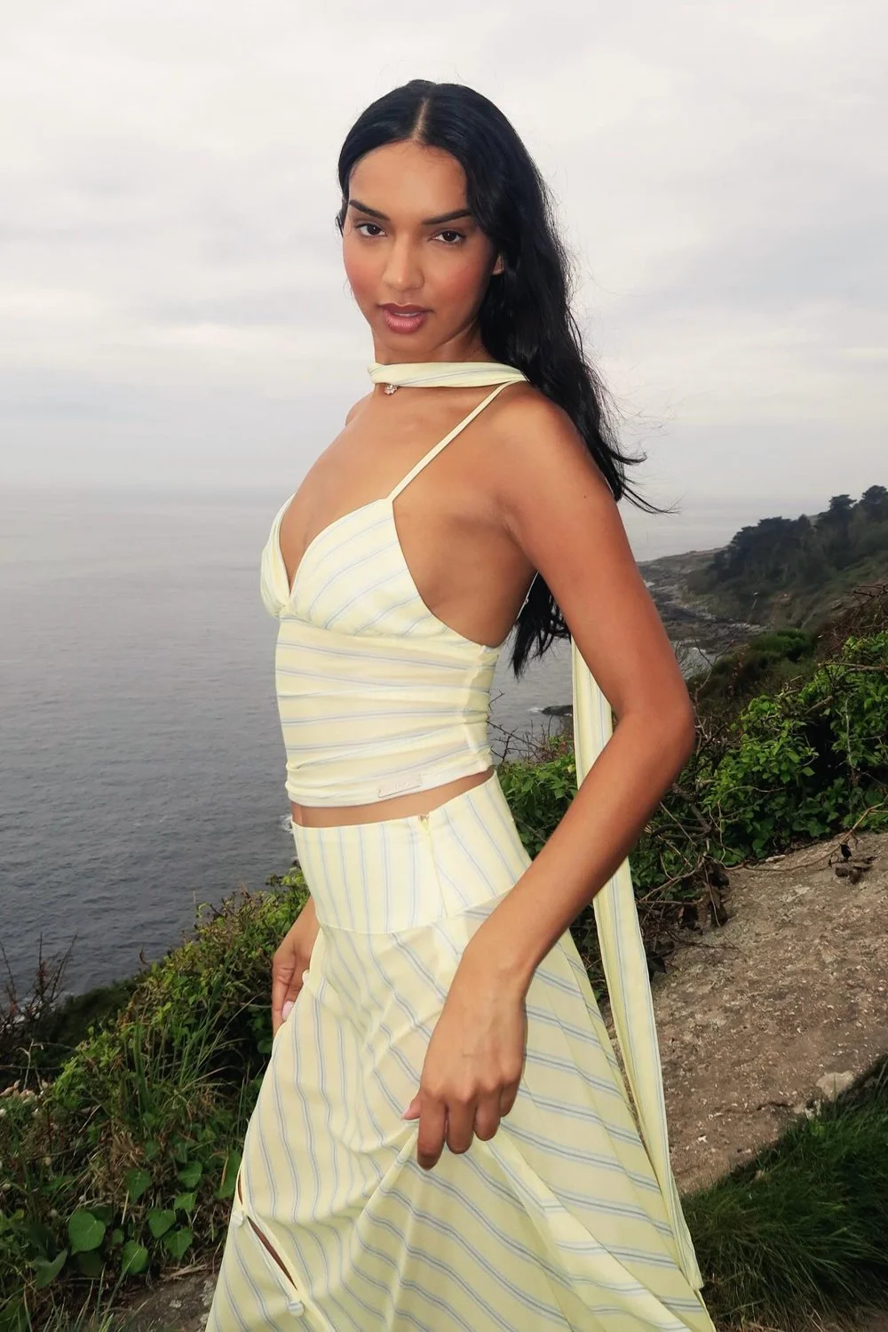 @ilmashahrene in House of Sunny Striped Mesh Cami Top