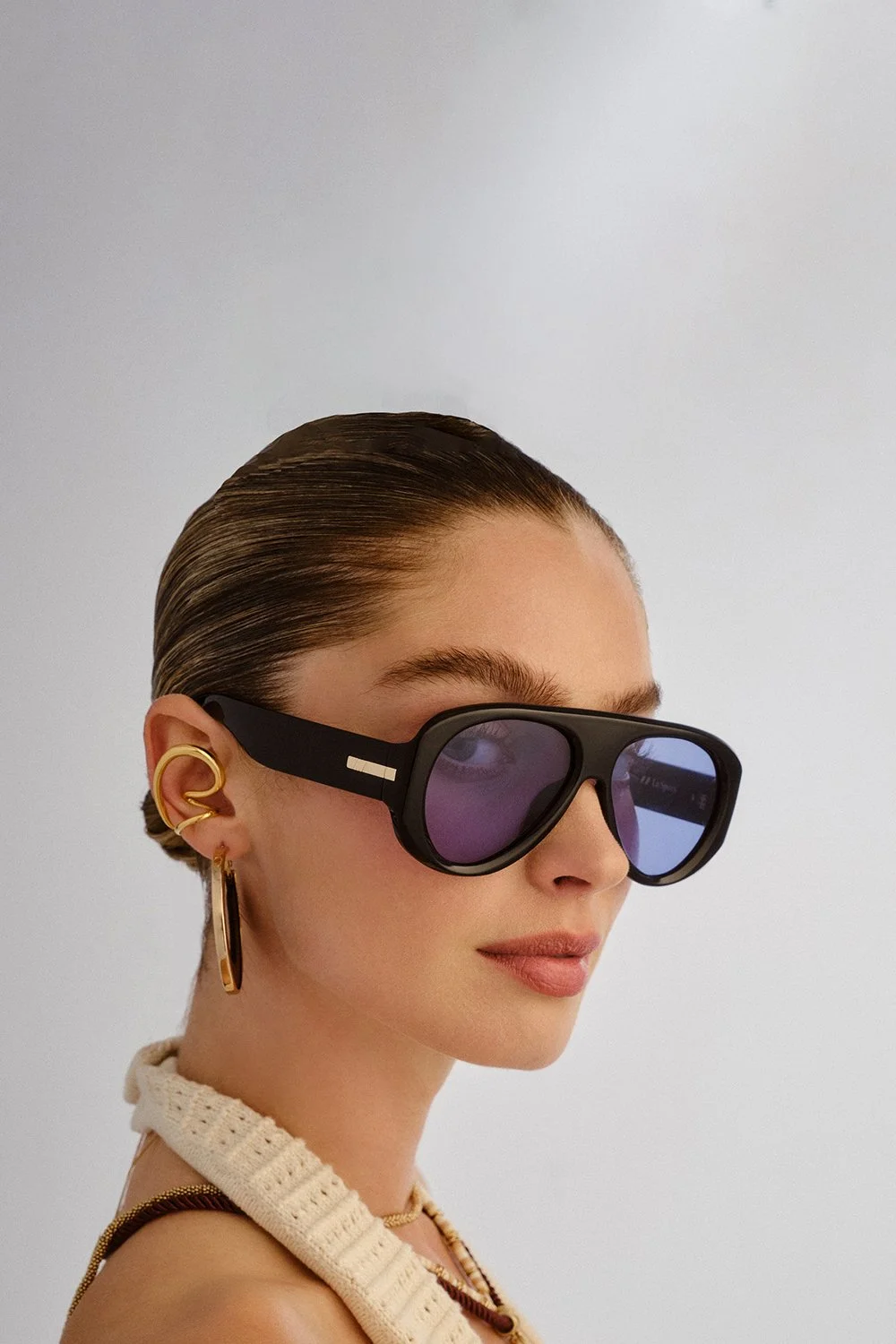 Le Specs Dream Boat Sunglasses - Black - Blue Mono