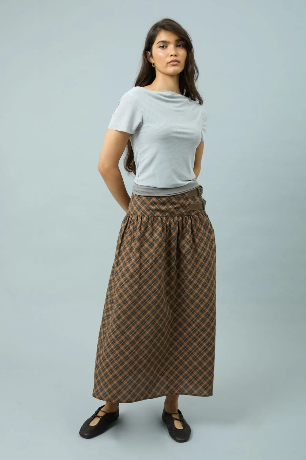 House of Sunny Double Layer Mesh Top - Pale Grey