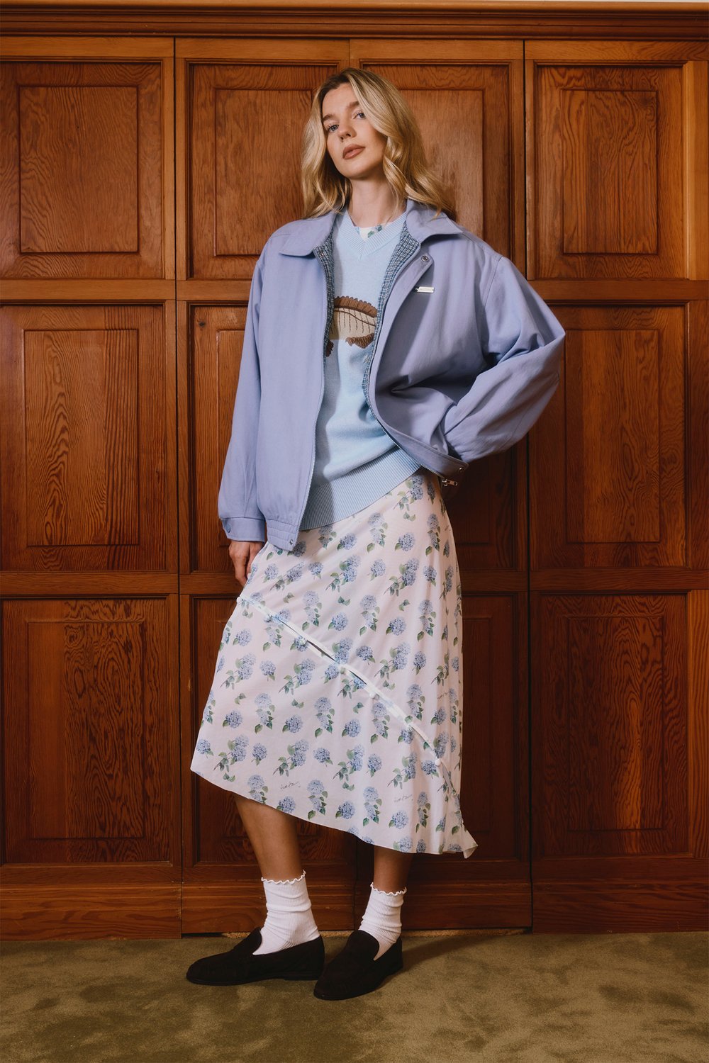 House of Sunny Hydrangea Asymmetric Mesh Skirt