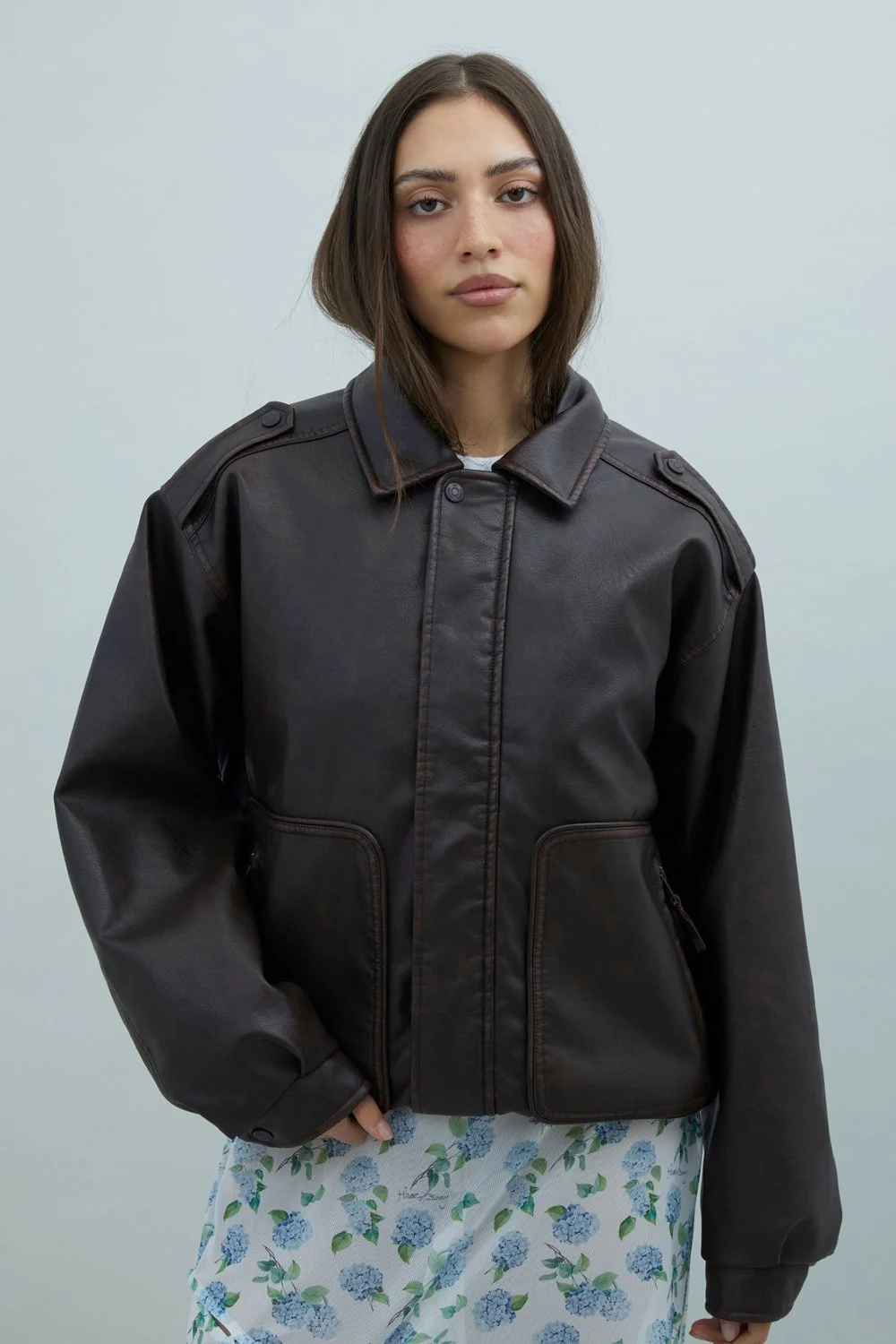 House of Sunny Cruise Flight Jacket - Brown