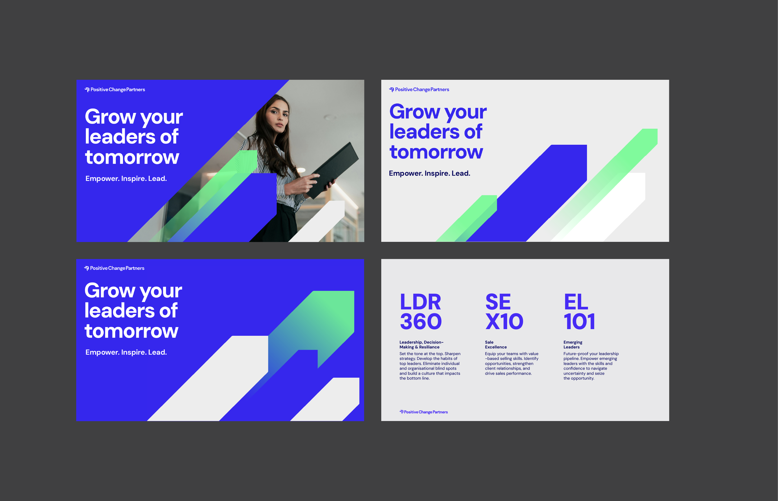 I created a full brand suite for PCP, including PowerPoint templates, stationery, social media templates, and brand guidelines.