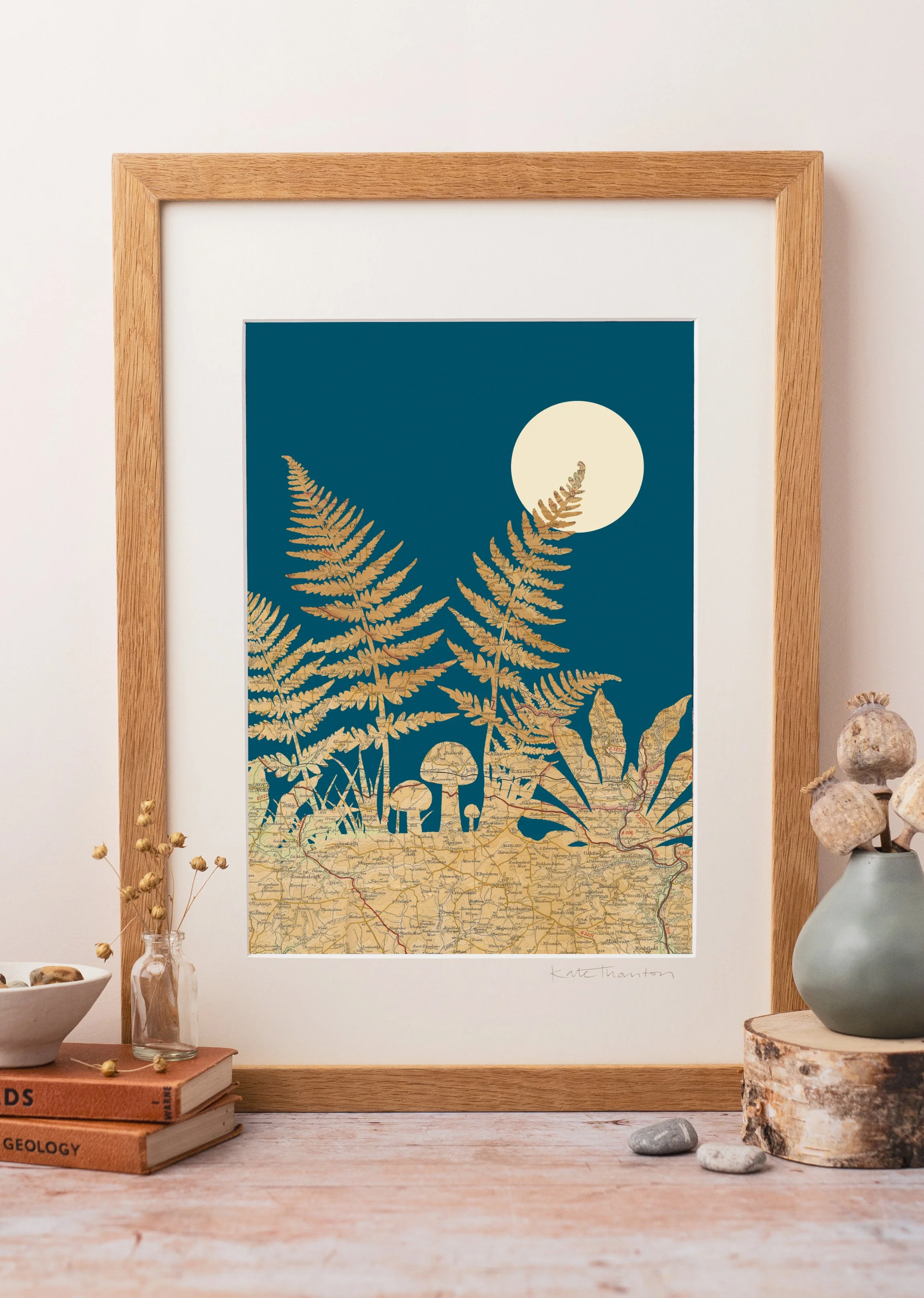 A design celenbating woodland walks, funghi and ferns. Featuring customisable vintage maps