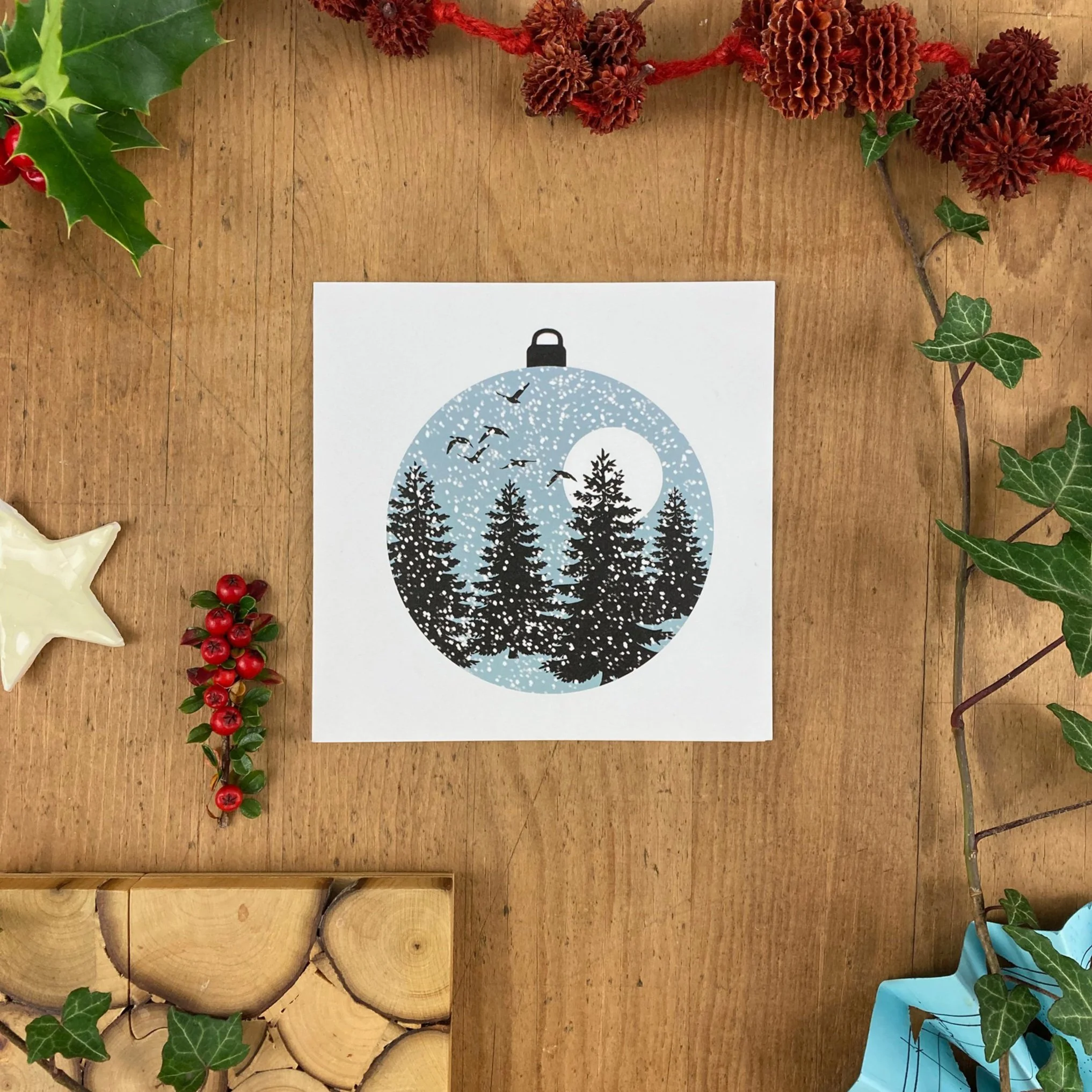 Luxury plastic free christmas cards, designed and made in the uk