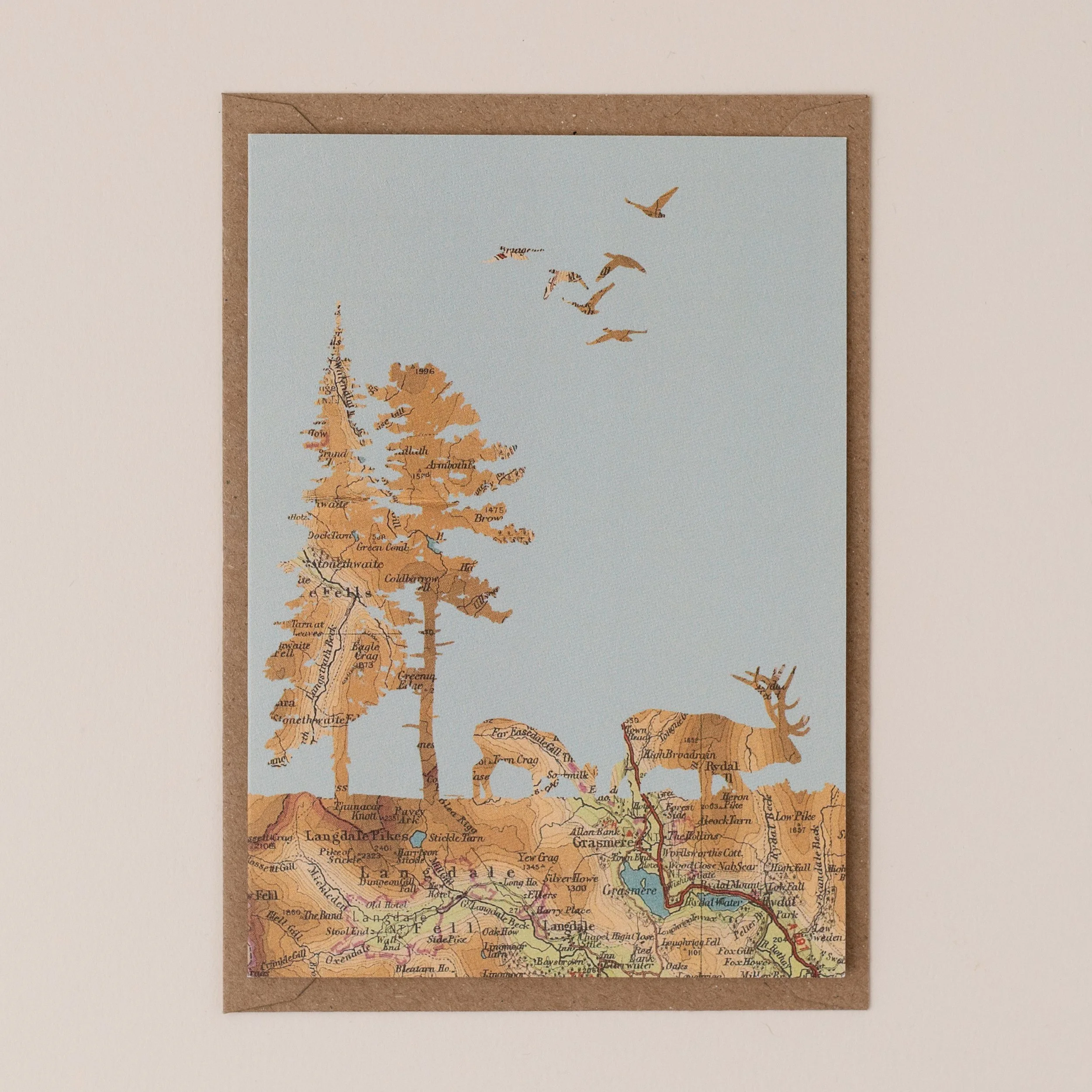 Deer & Pine Trees - Quarry Blue