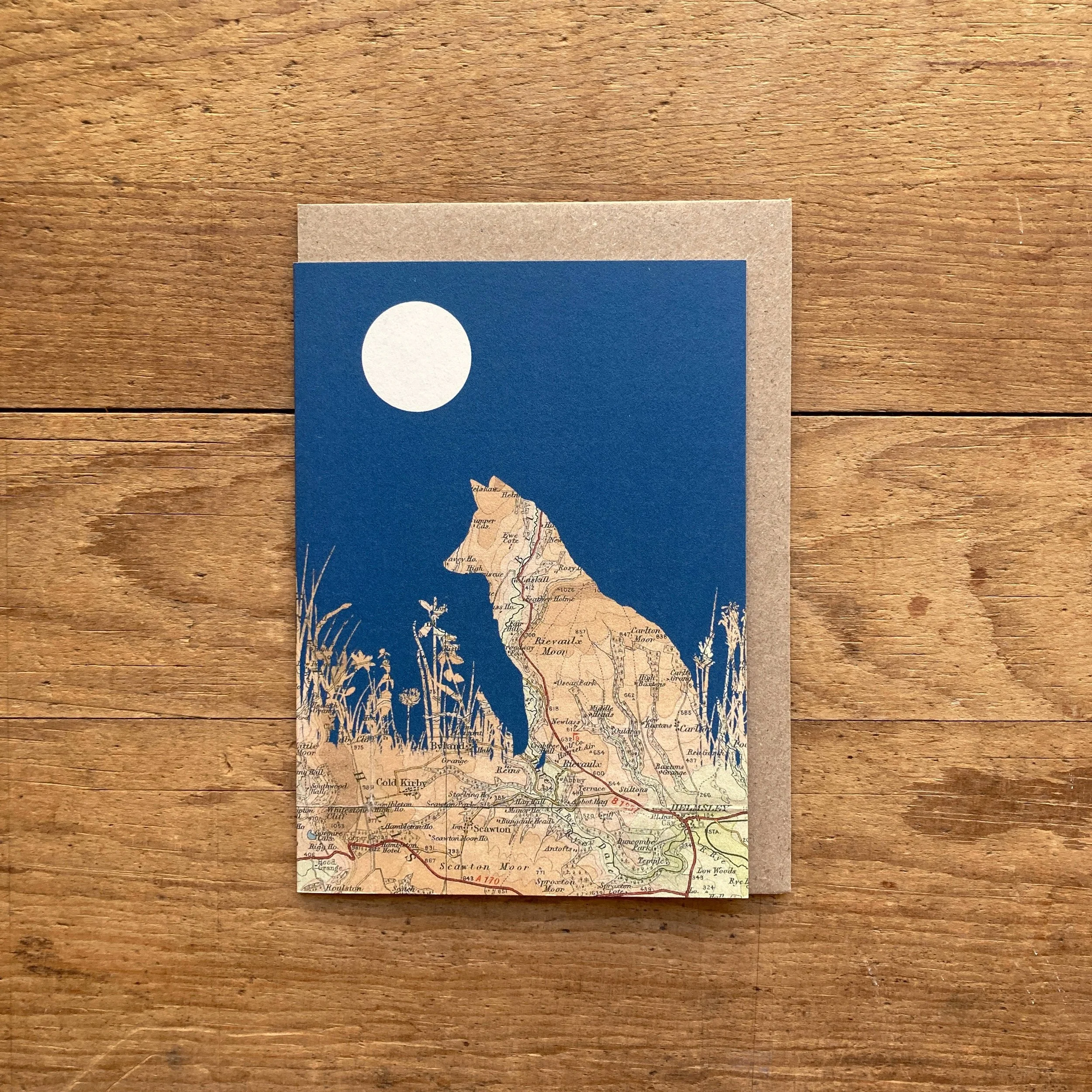 North Yorkshire Moors Fox Card - A collection of five nature inspired map cards featuring the city of York, Robin Hood's Bay. Yorkshire Arboretum and North Yorkshire Moors